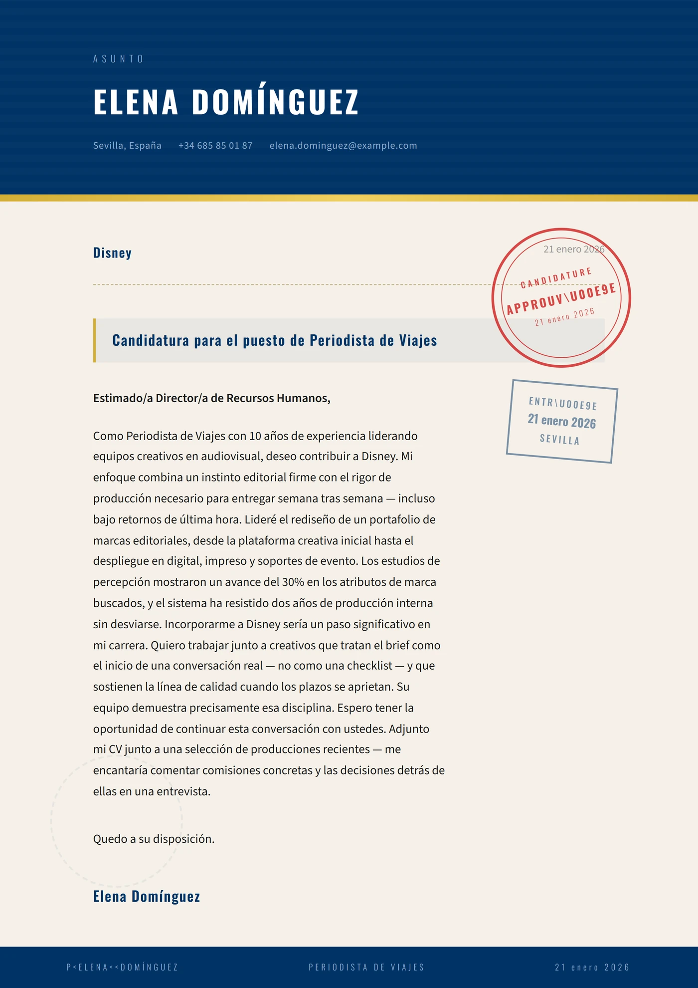 Sello de pasaporte — Plantillas de cartas de presentación