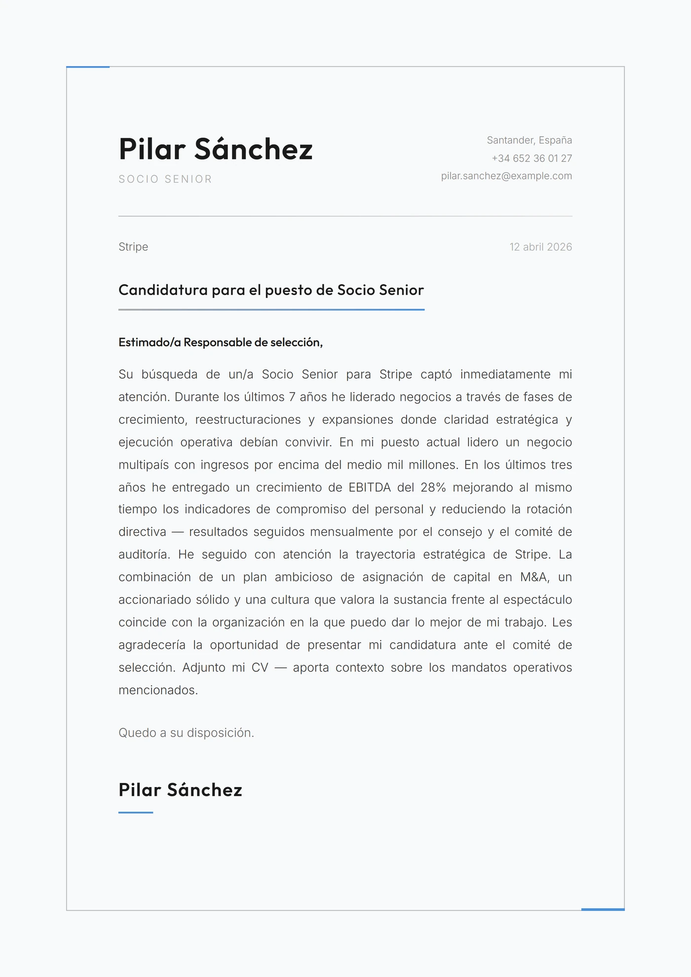 Filo Platino — Plantillas de cartas de presentación