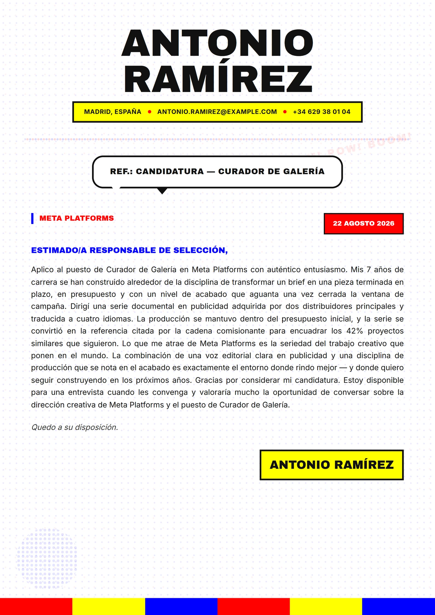 Pop art — Plantillas de cartas de presentación