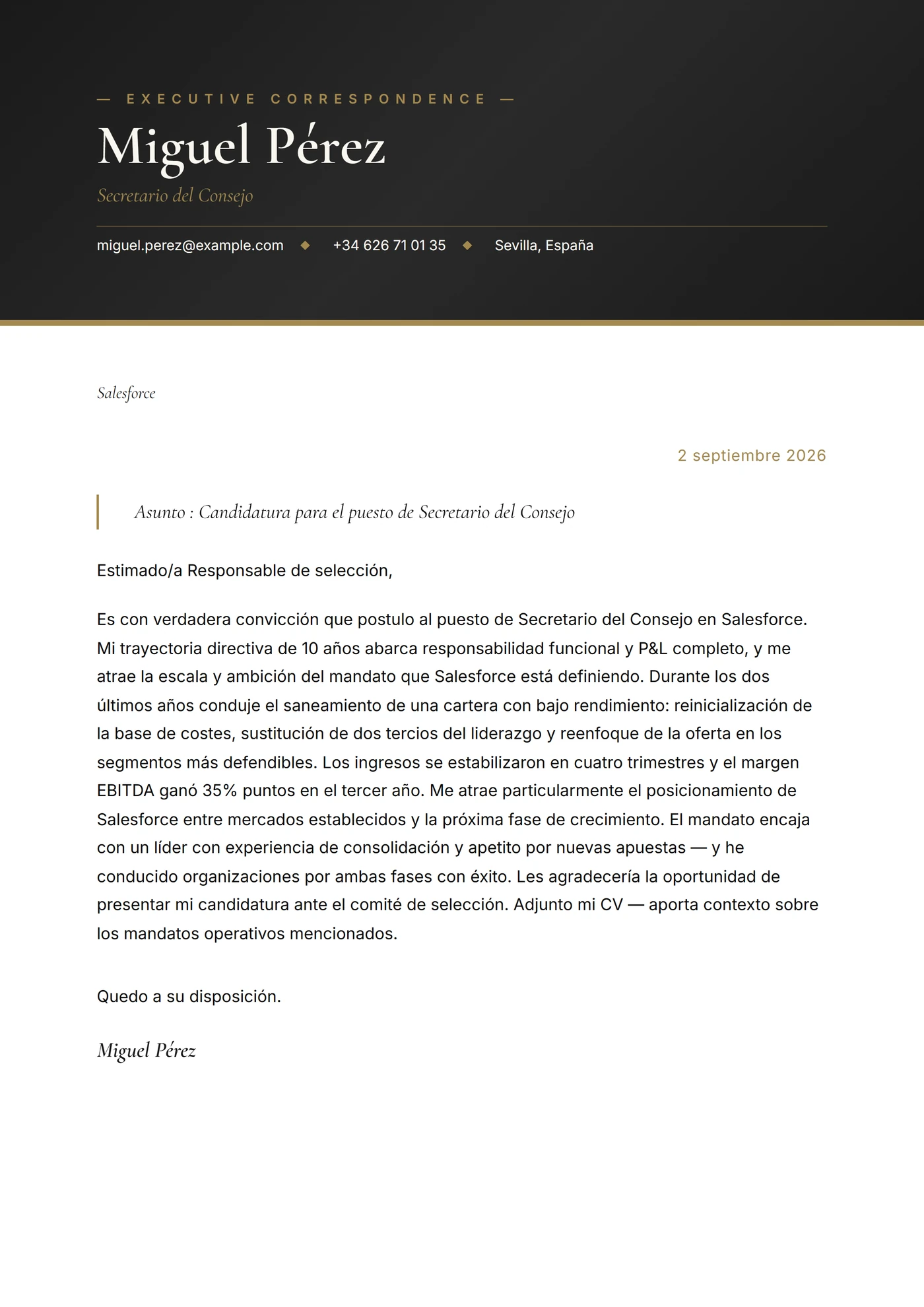 Sala del consejo — Plantillas de cartas de presentación