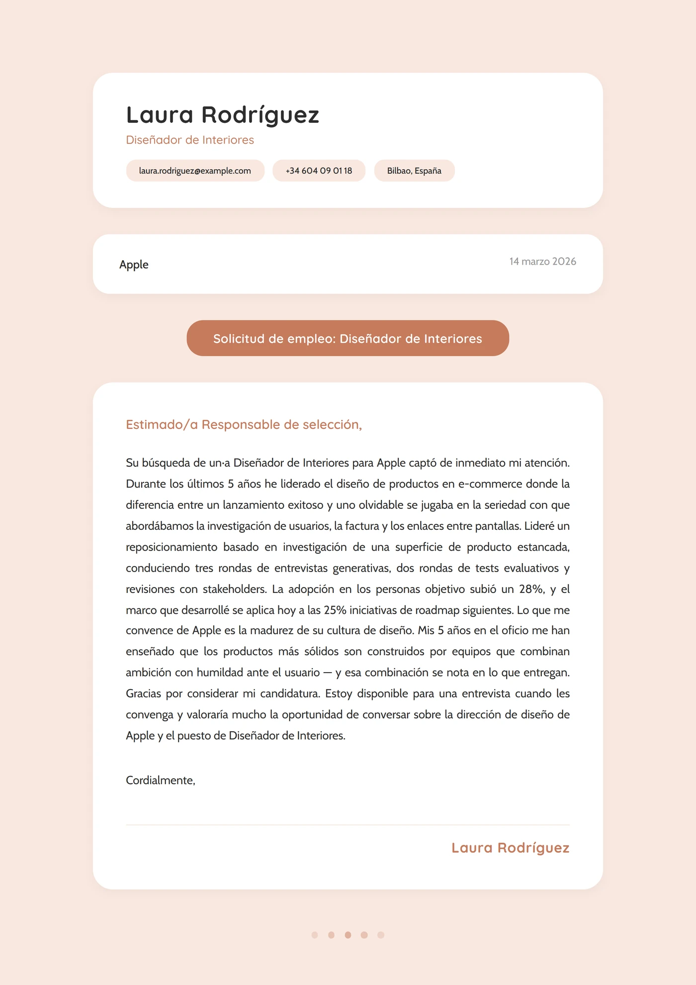 Hygge Escandinavo — Plantillas de cartas de presentación