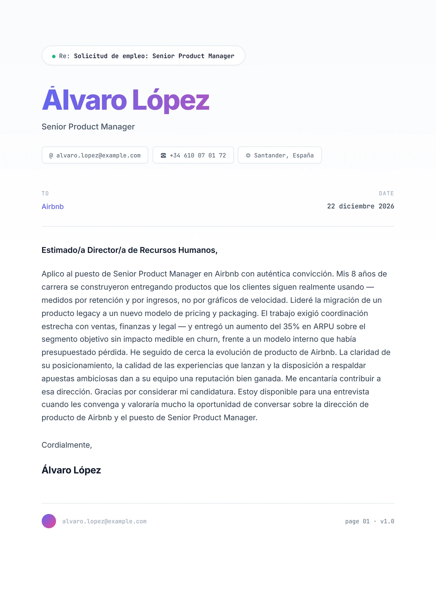 Tech Startup — Plantillas de cartas de presentación
