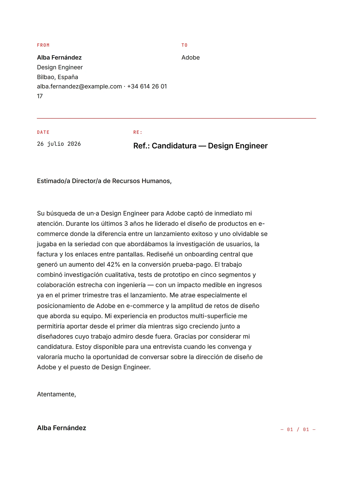 Tech rejilla suiza — Plantillas de cartas de presentación
