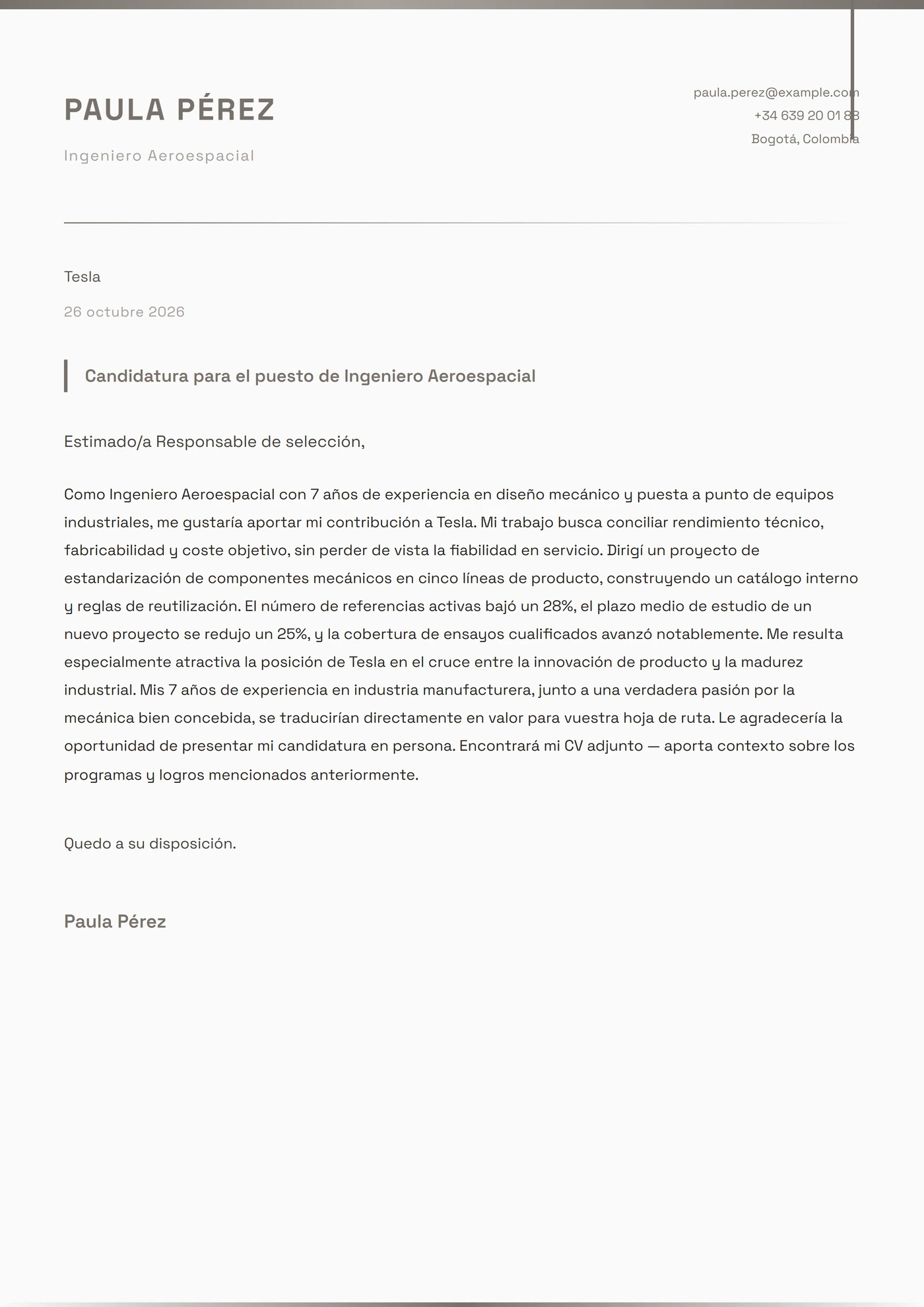 Filo Titanio — Plantillas de cartas de presentación