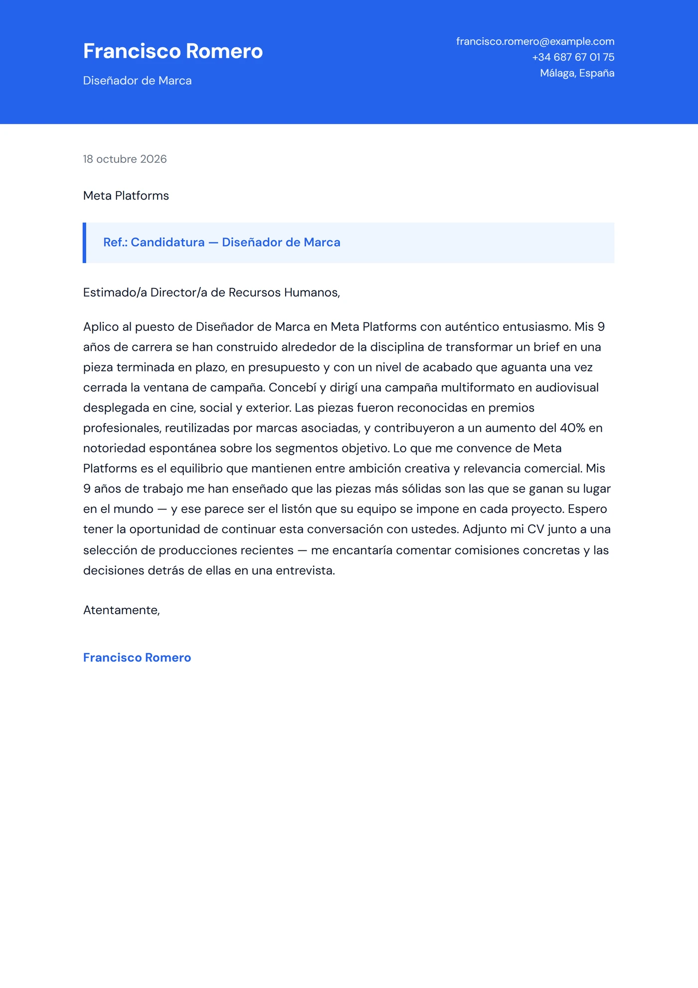 Vívido — Plantillas de cartas de presentación