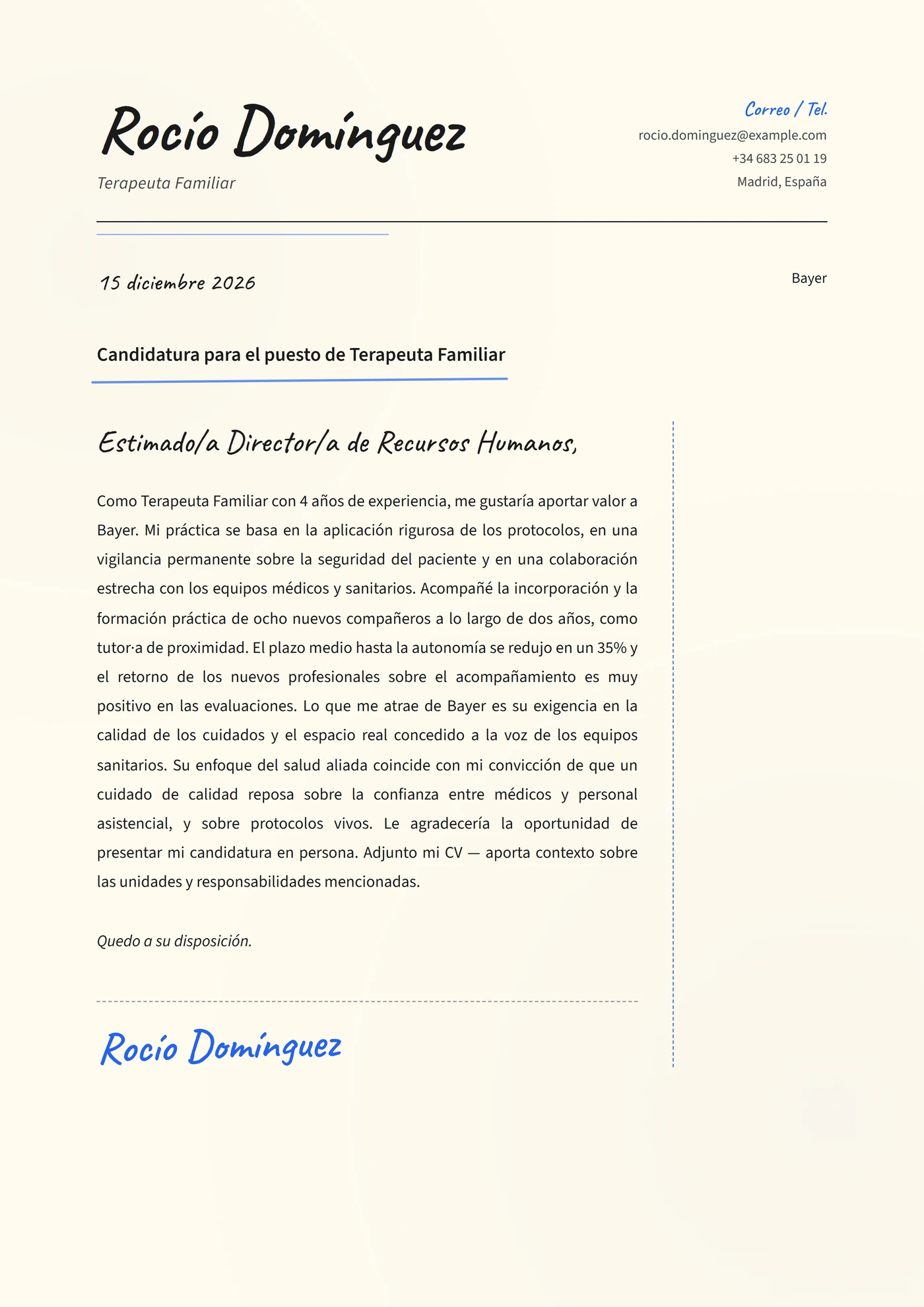 Manuscrita cálida — Plantillas de cartas de presentación