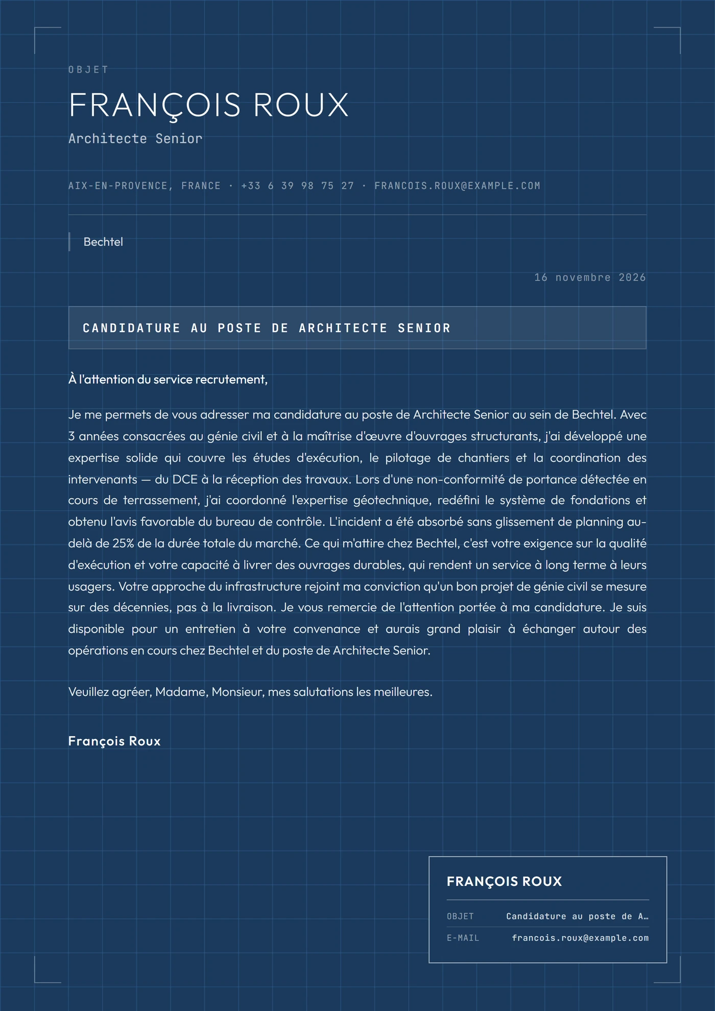 Plan d'Architecte — Modèles de lettres de motivation