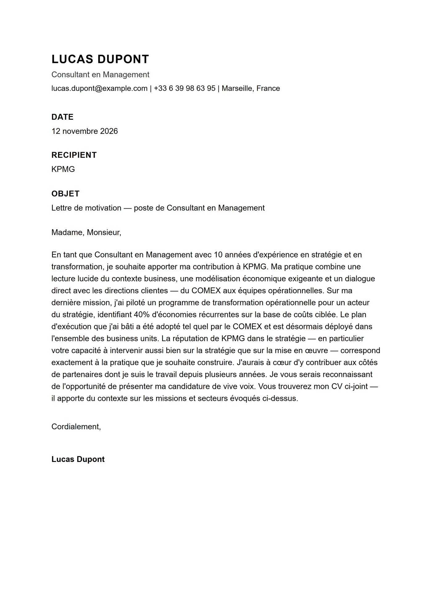 ATS sections grasses — Modèles de lettres de motivation