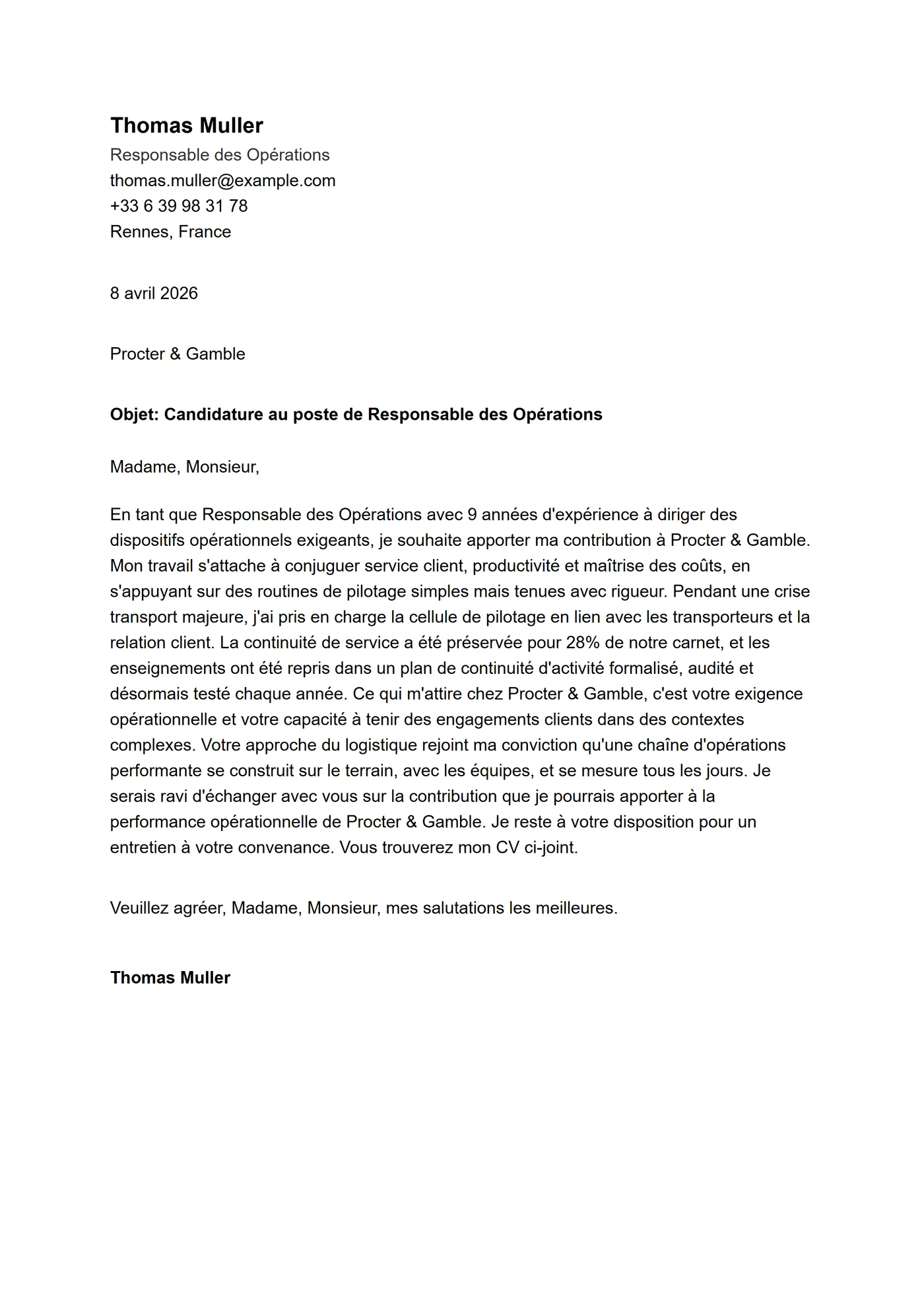 ATS épurée — Modèles de lettres de motivation