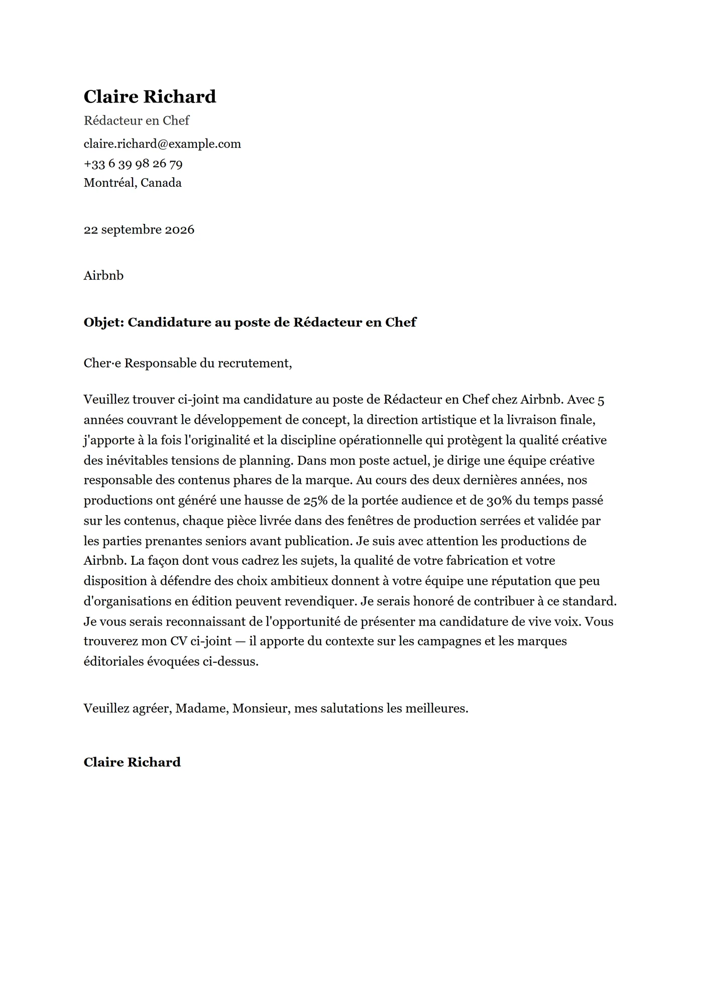 ATS Georgia — Modèles de lettres de motivation