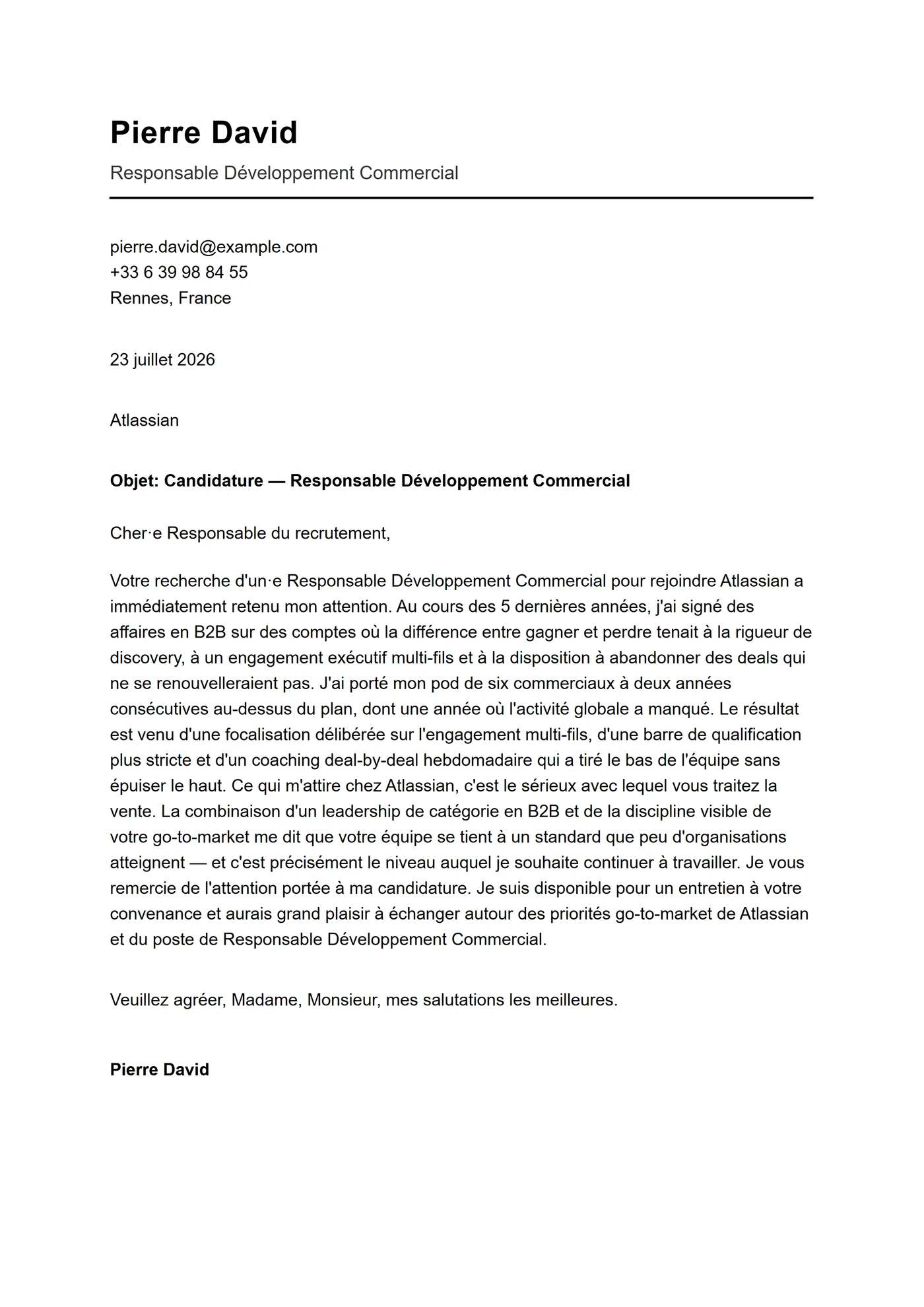 ATS titre — Modèles de lettres de motivation
