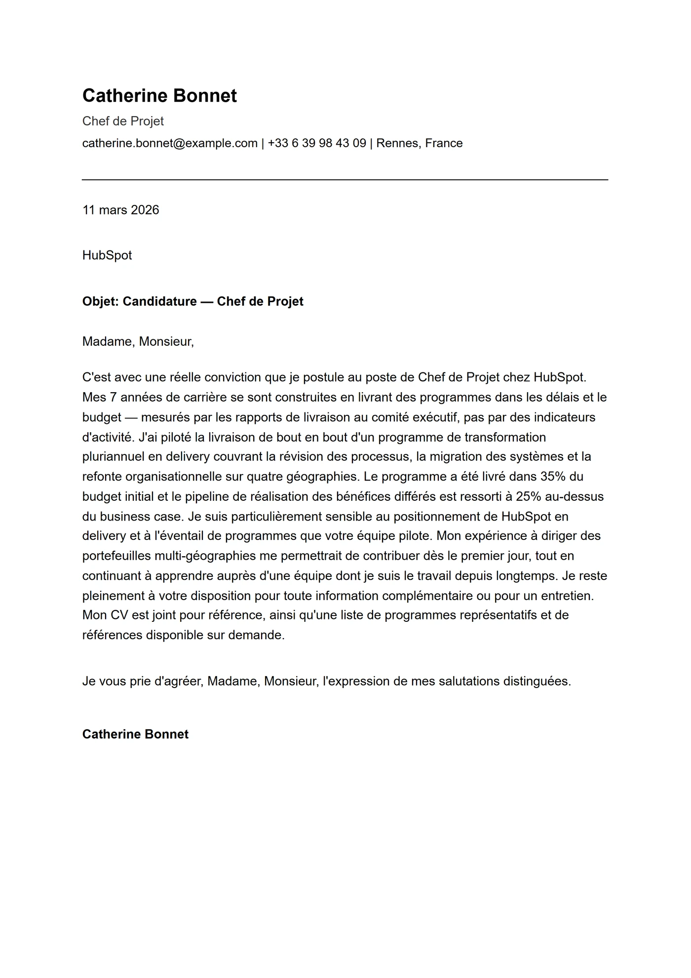 ATS filet — Modèles de lettres de motivation