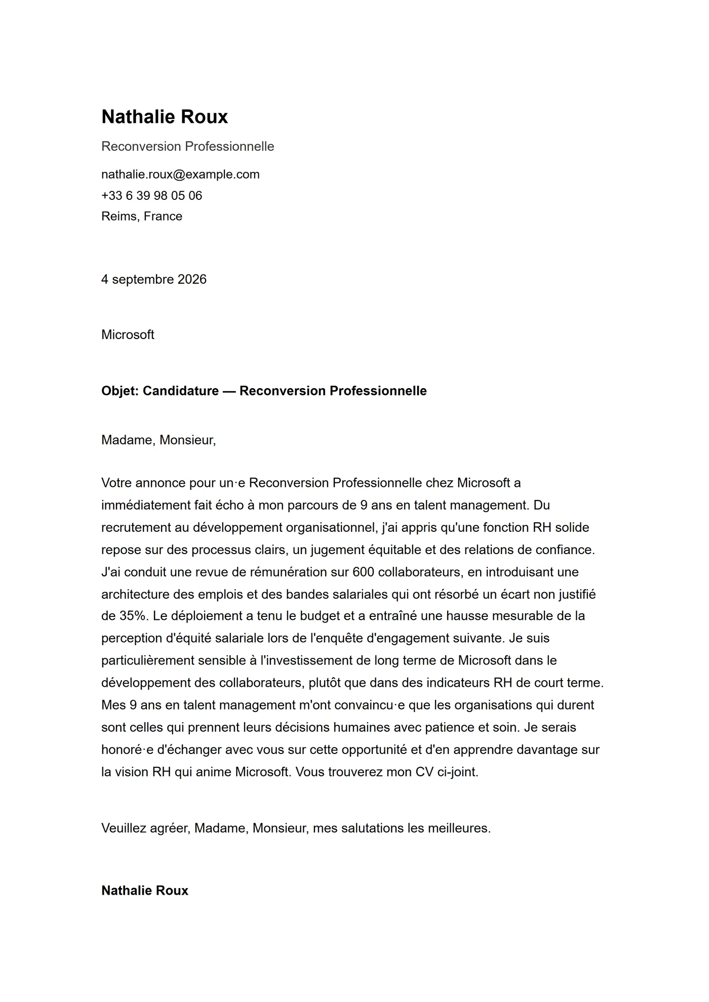 ATS aérée — Modèles de lettres de motivation