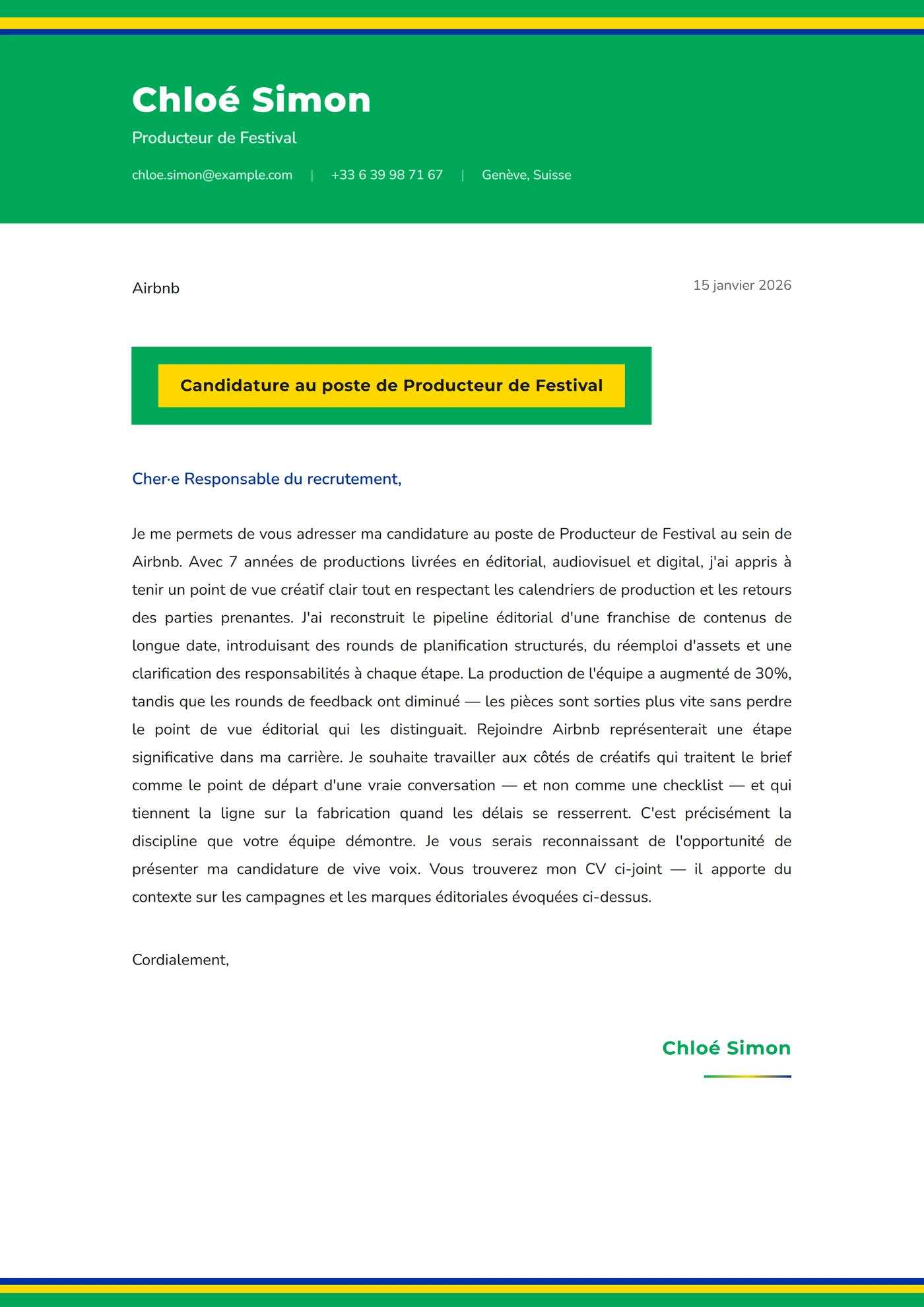 Carnaval brésilien — Modèles de lettres de motivation