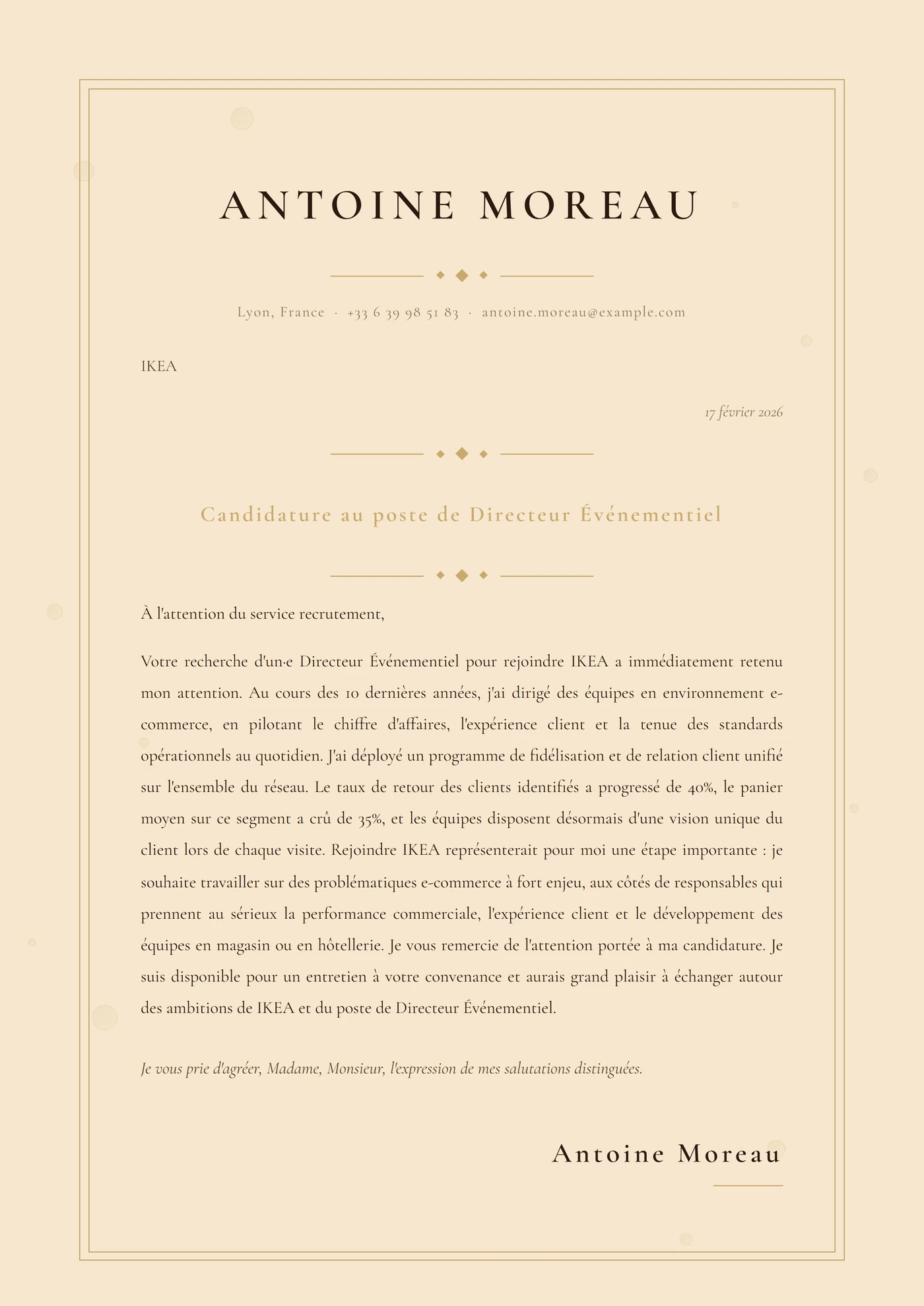 Or champagne — Modèles de lettres de motivation