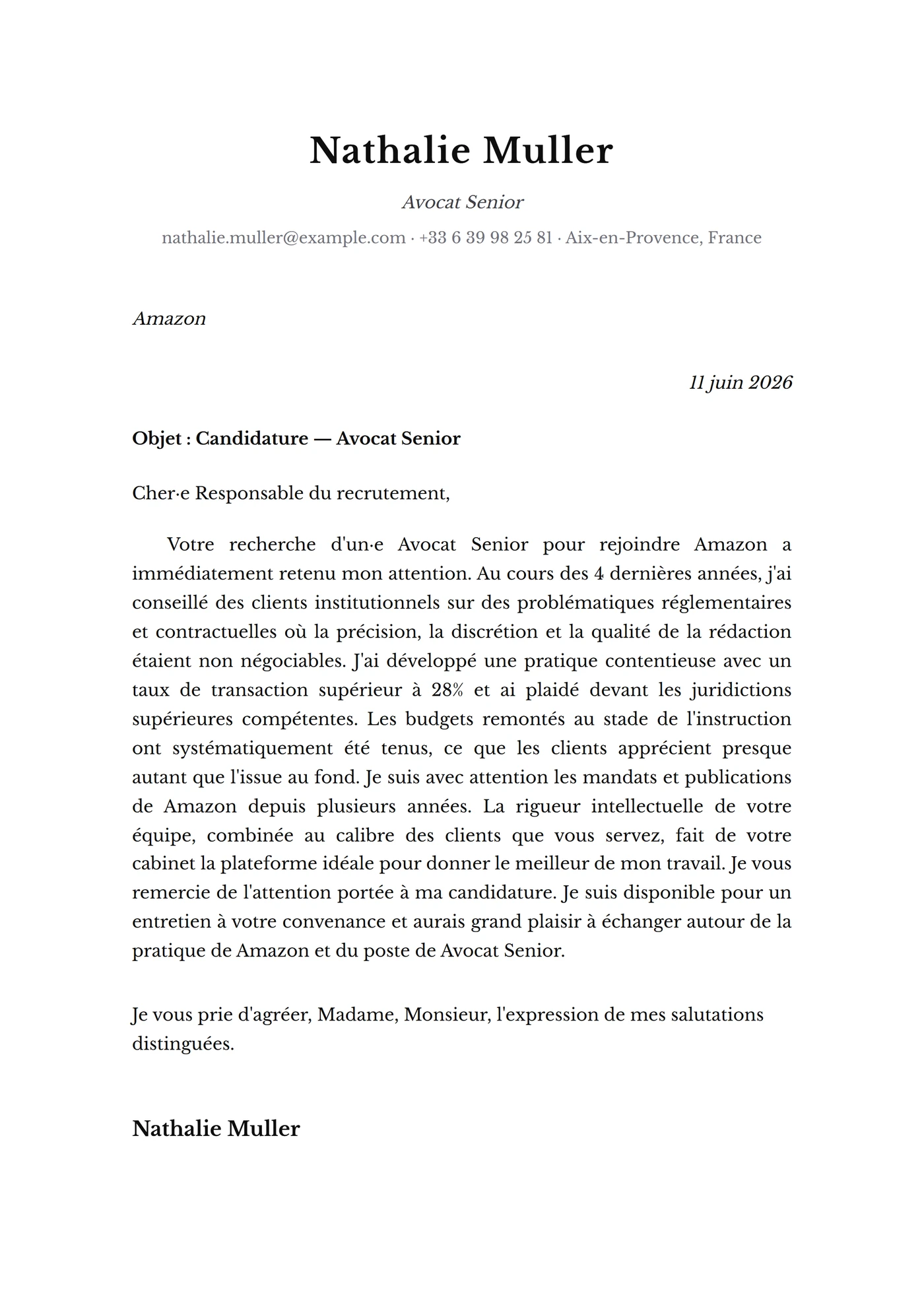 Classique Baskerville — Modèles de lettres de motivation