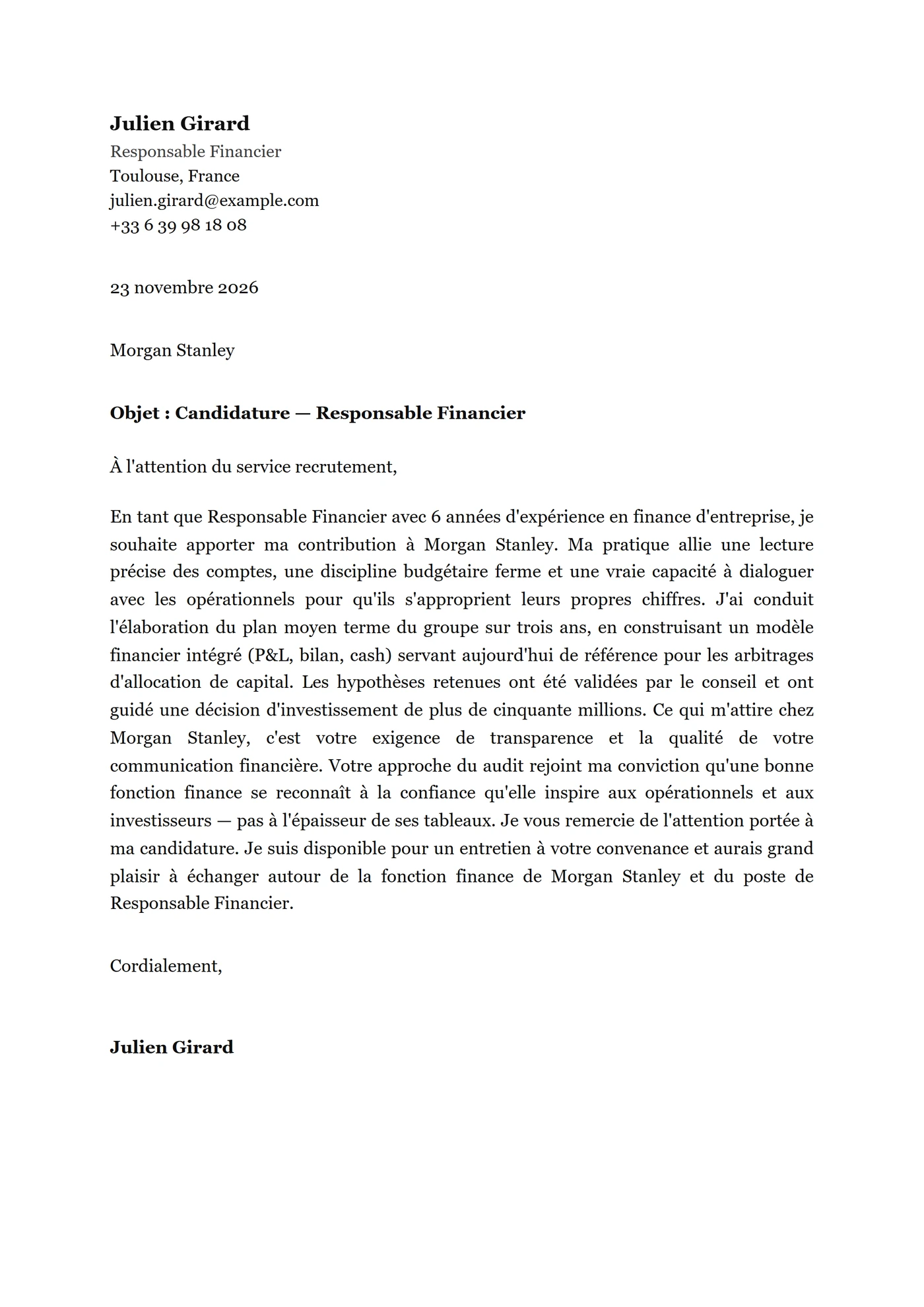 Classique Bloc — Modèles de lettres de motivation