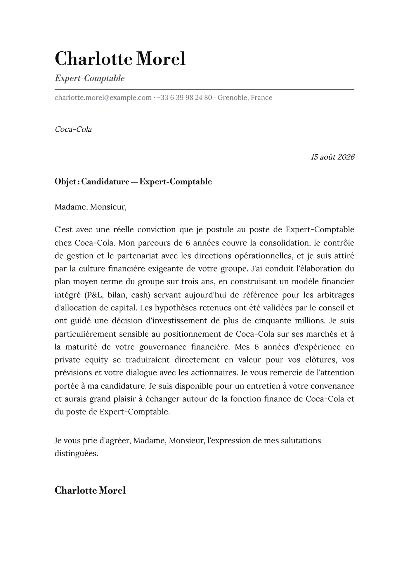 Classique Bookman — Modèles de lettres de motivation