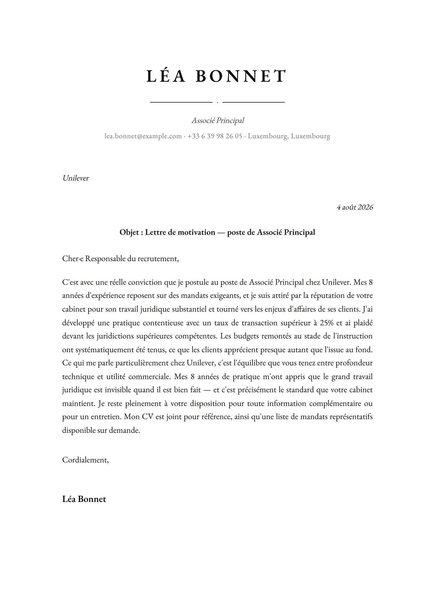Classique Gravé — Modèles de lettres de motivation