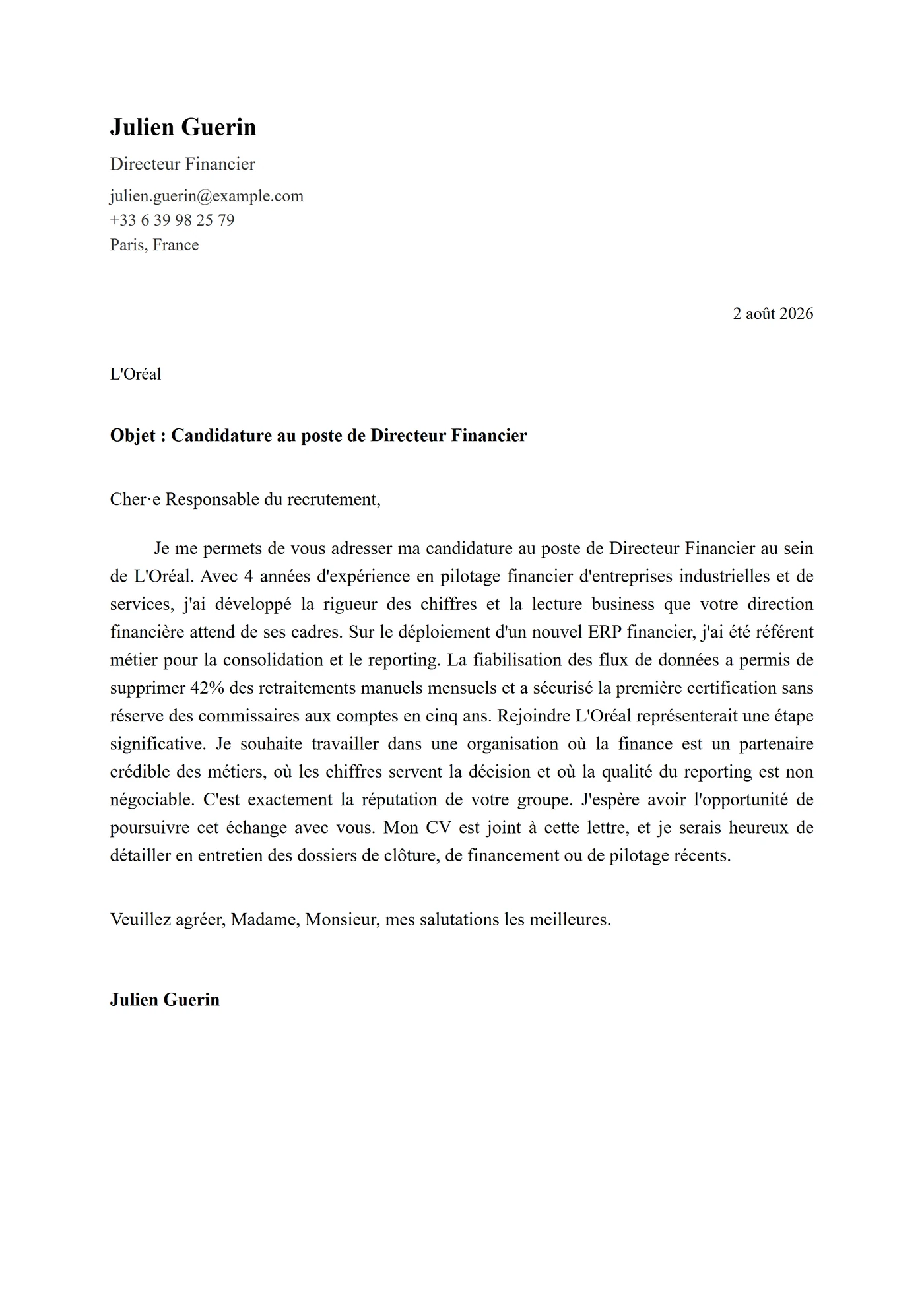 Classique Formel — Modèles de lettres de motivation