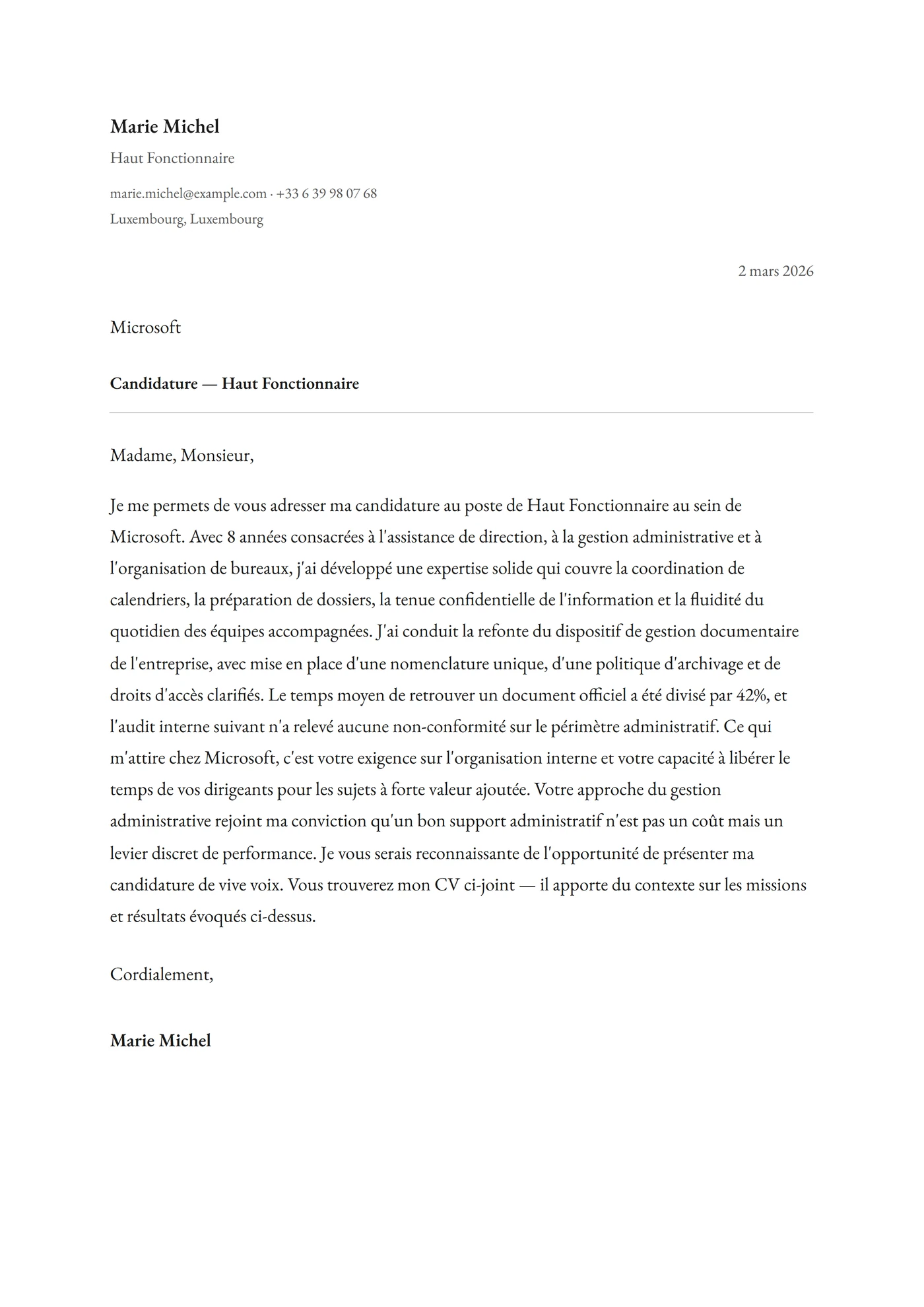 Classique — Modèles de lettres de motivation
