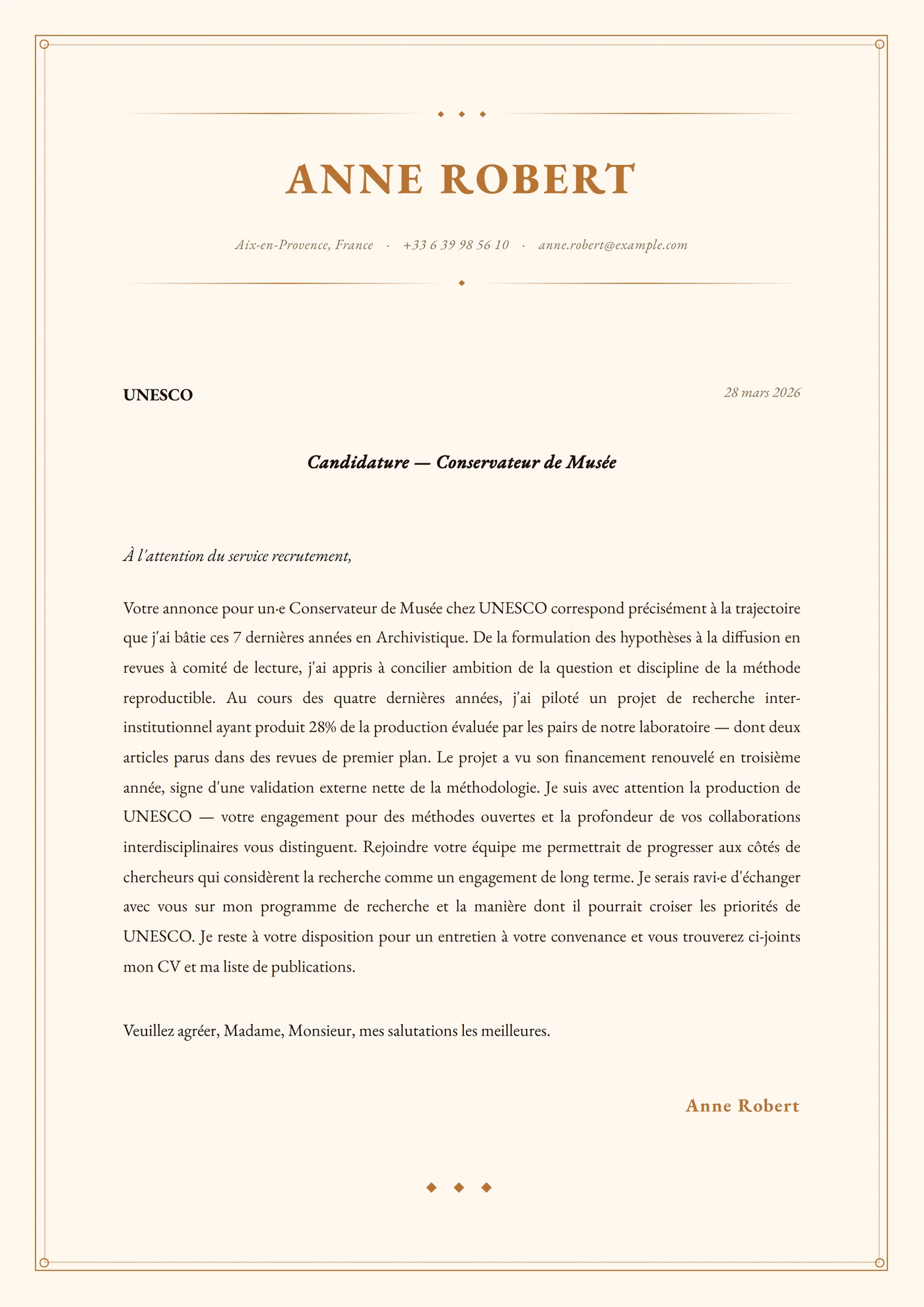 Gravure cuivre — Modèles de lettres de motivation