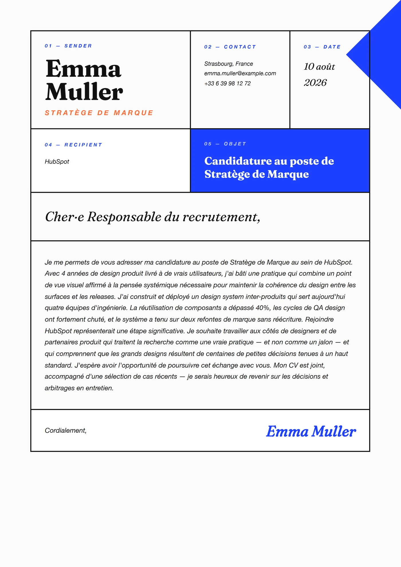 Grille d'agence créative — Modèles de lettres de motivation