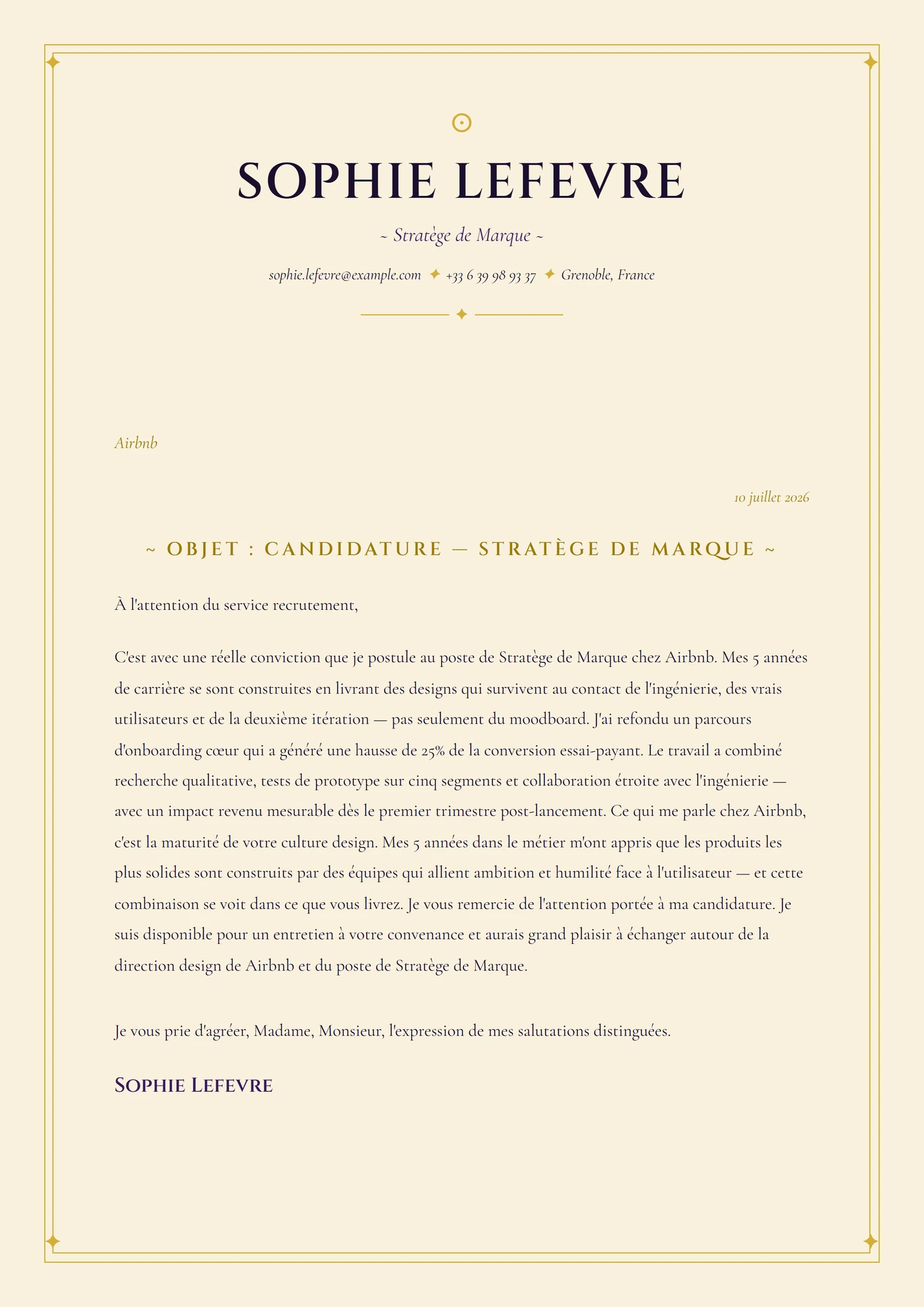 Carte de tarot — Modèles de lettres de motivation