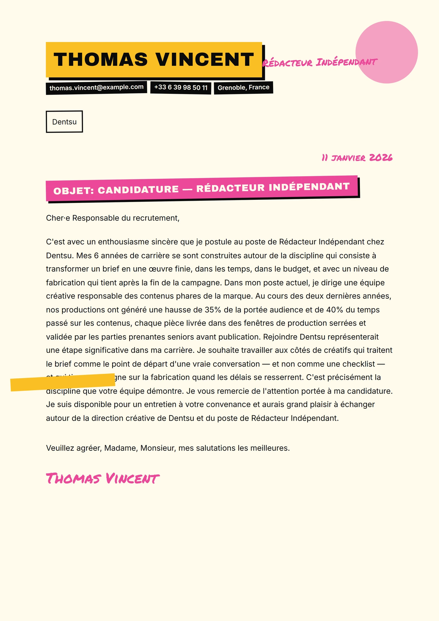Découpage zine — Modèles de lettres de motivation