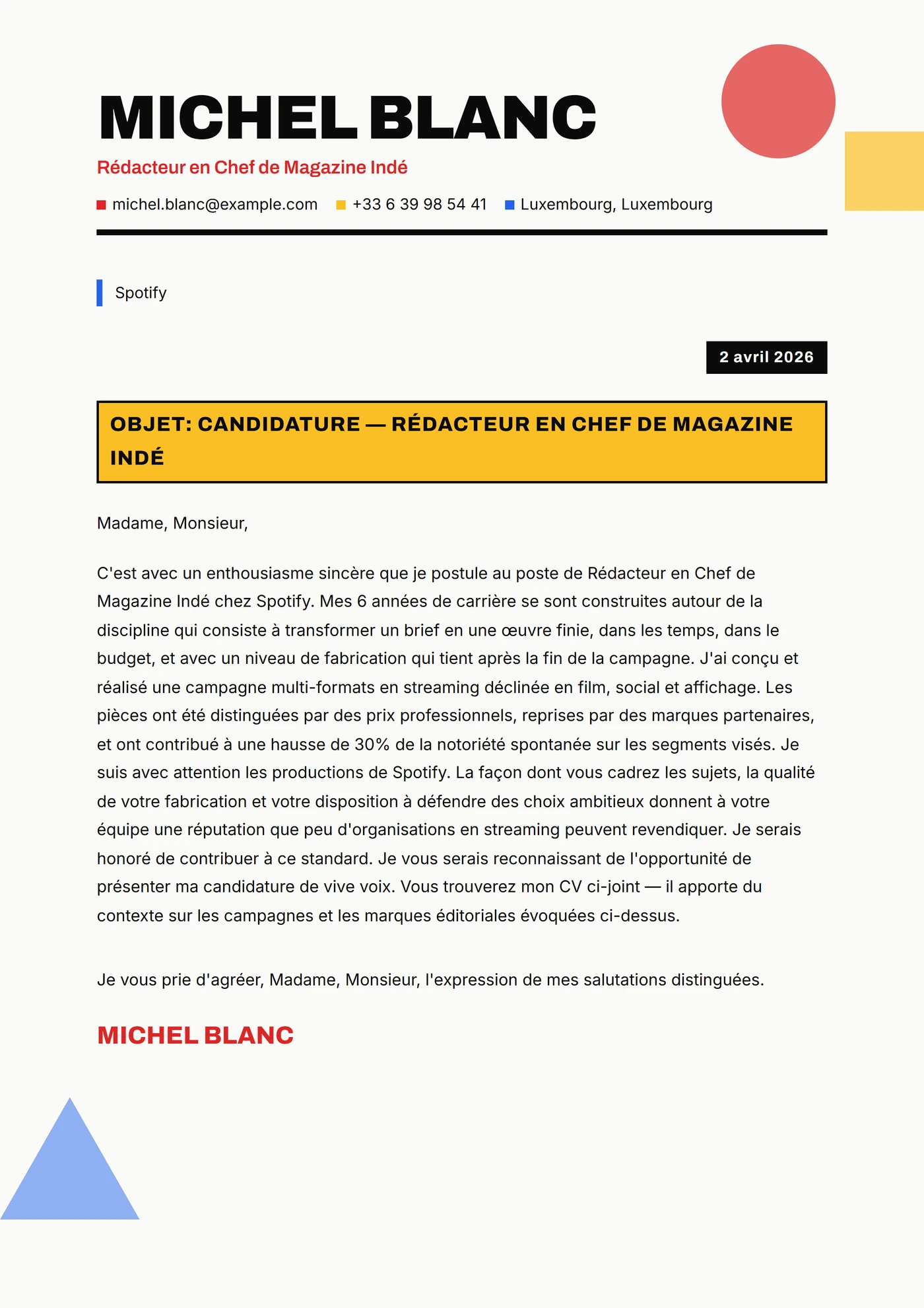 Impression zine — Modèles de lettres de motivation