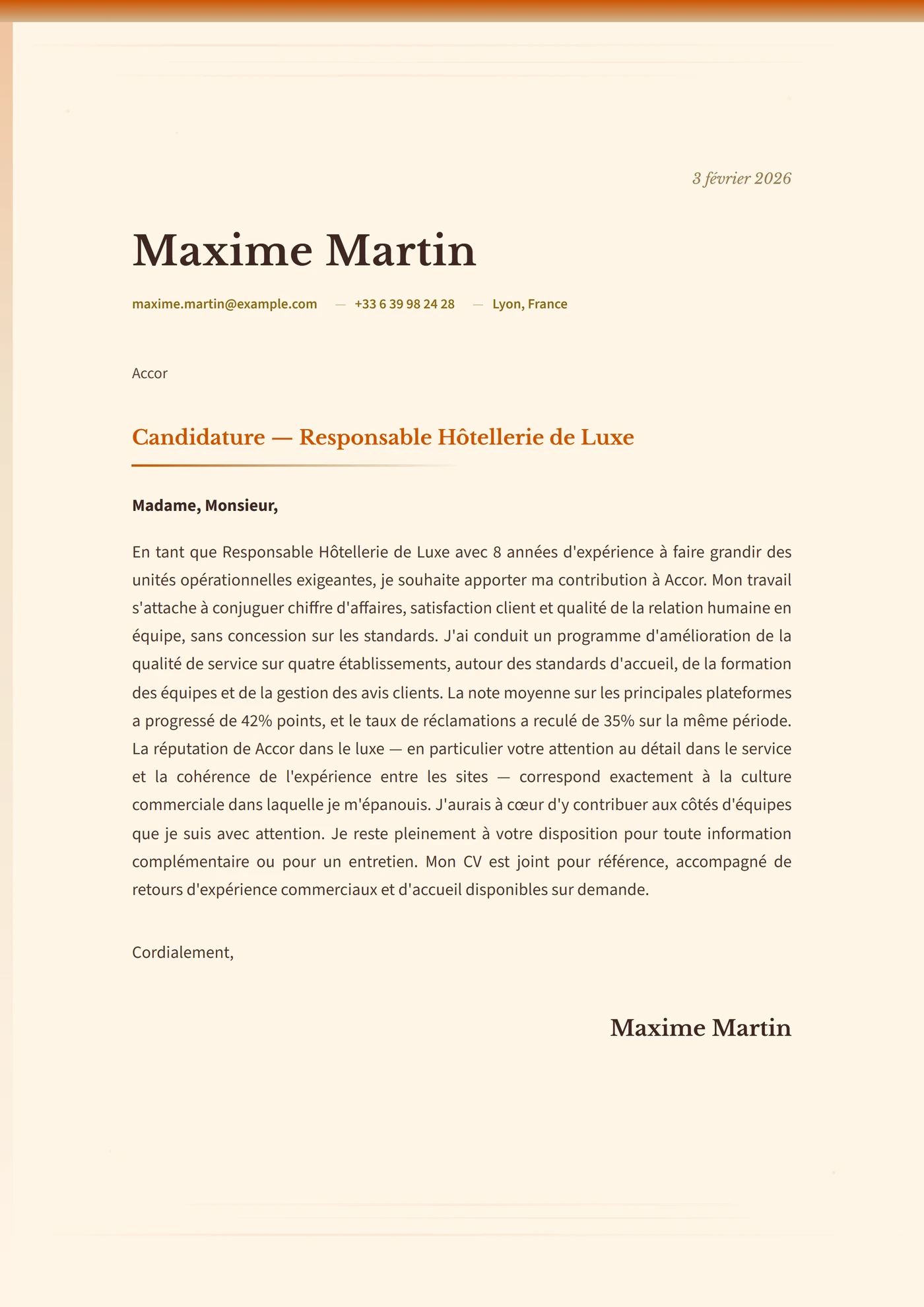 Sable du désert — Modèles de lettres de motivation