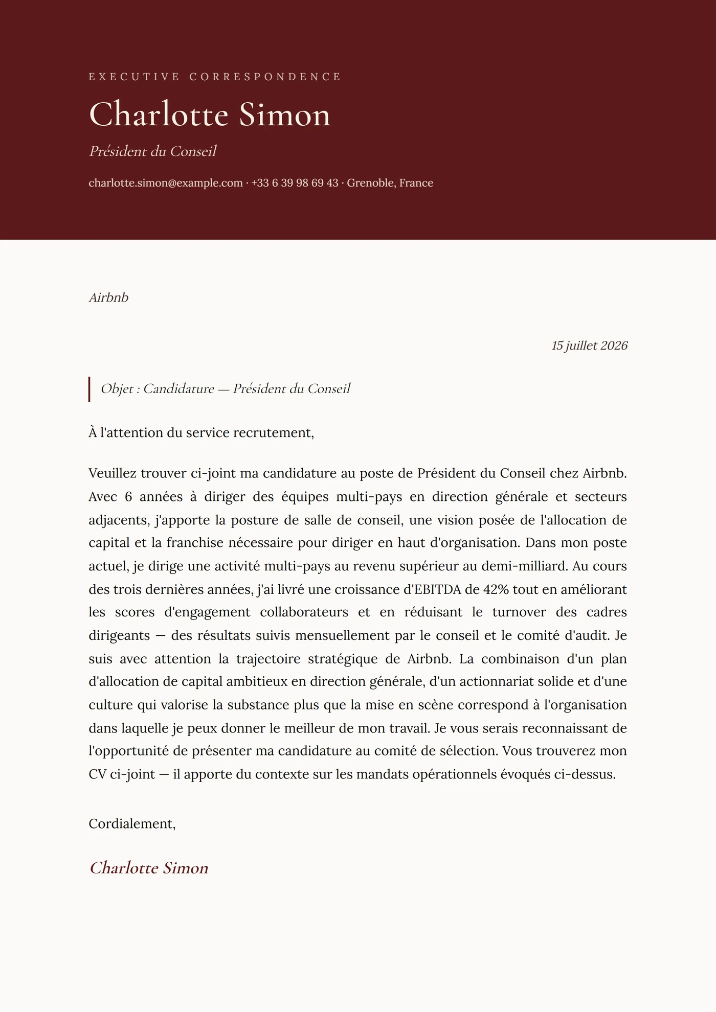Bordeaux — Modèles de lettres de motivation
