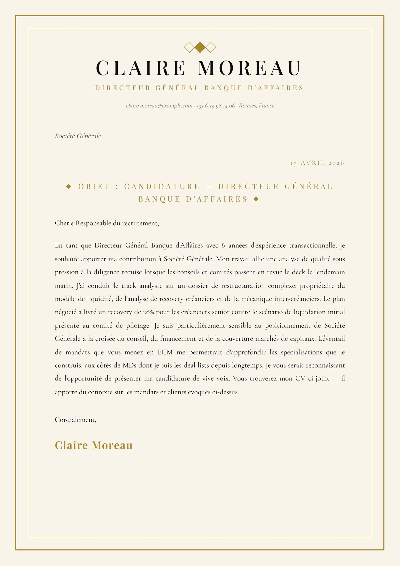 Cadre déco — Modèles de lettres de motivation