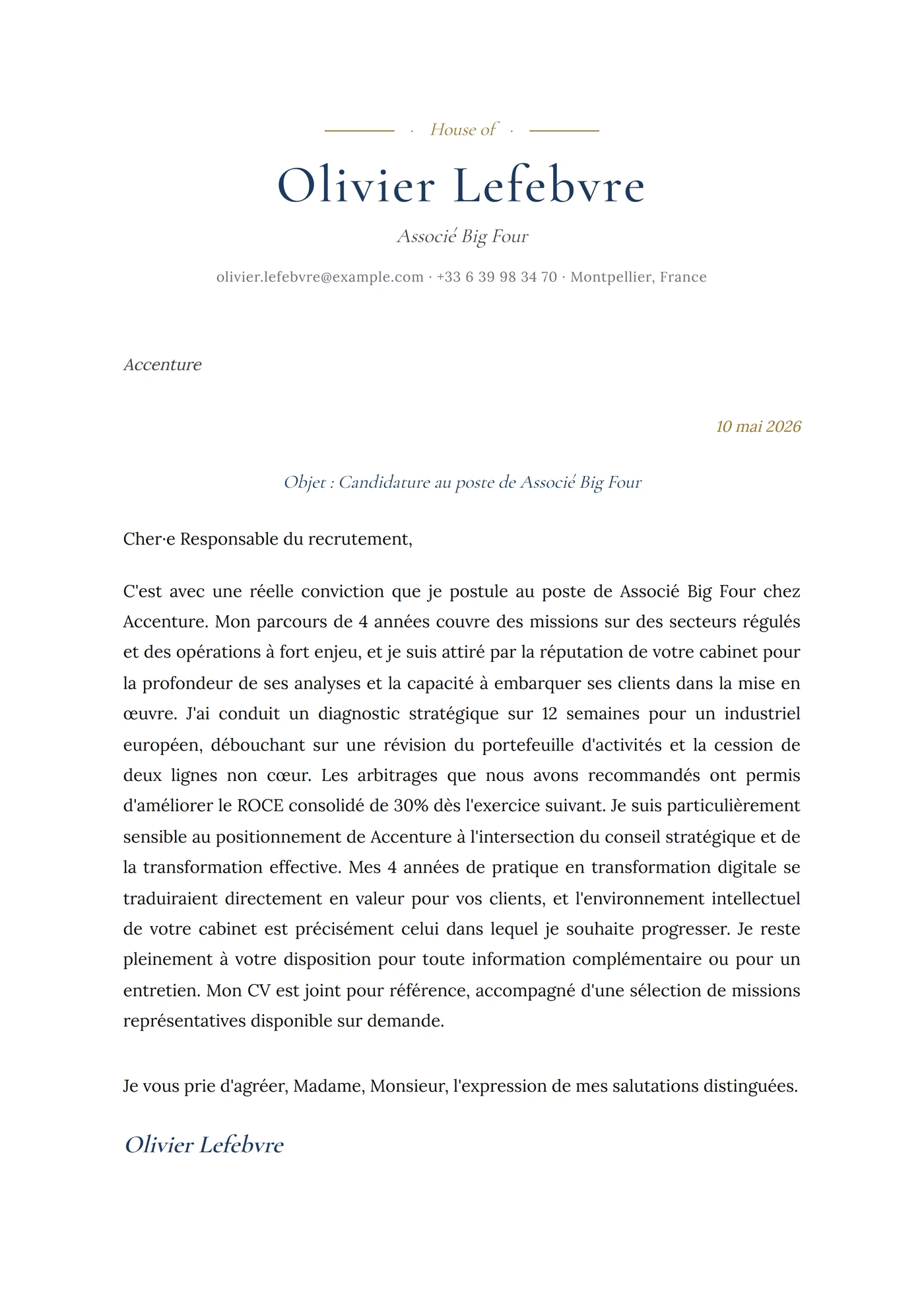 Maison cadre — Modèles de lettres de motivation