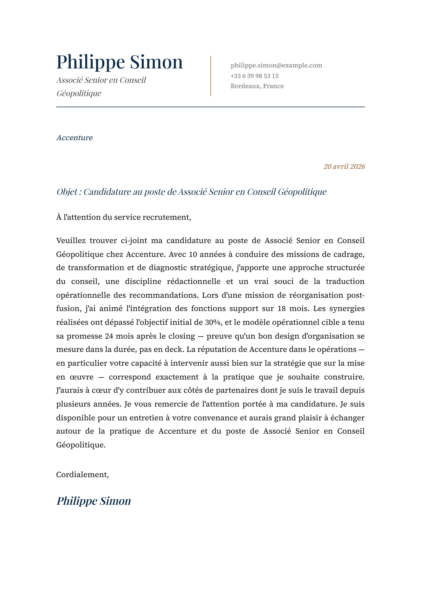 Méridien — Modèles de lettres de motivation