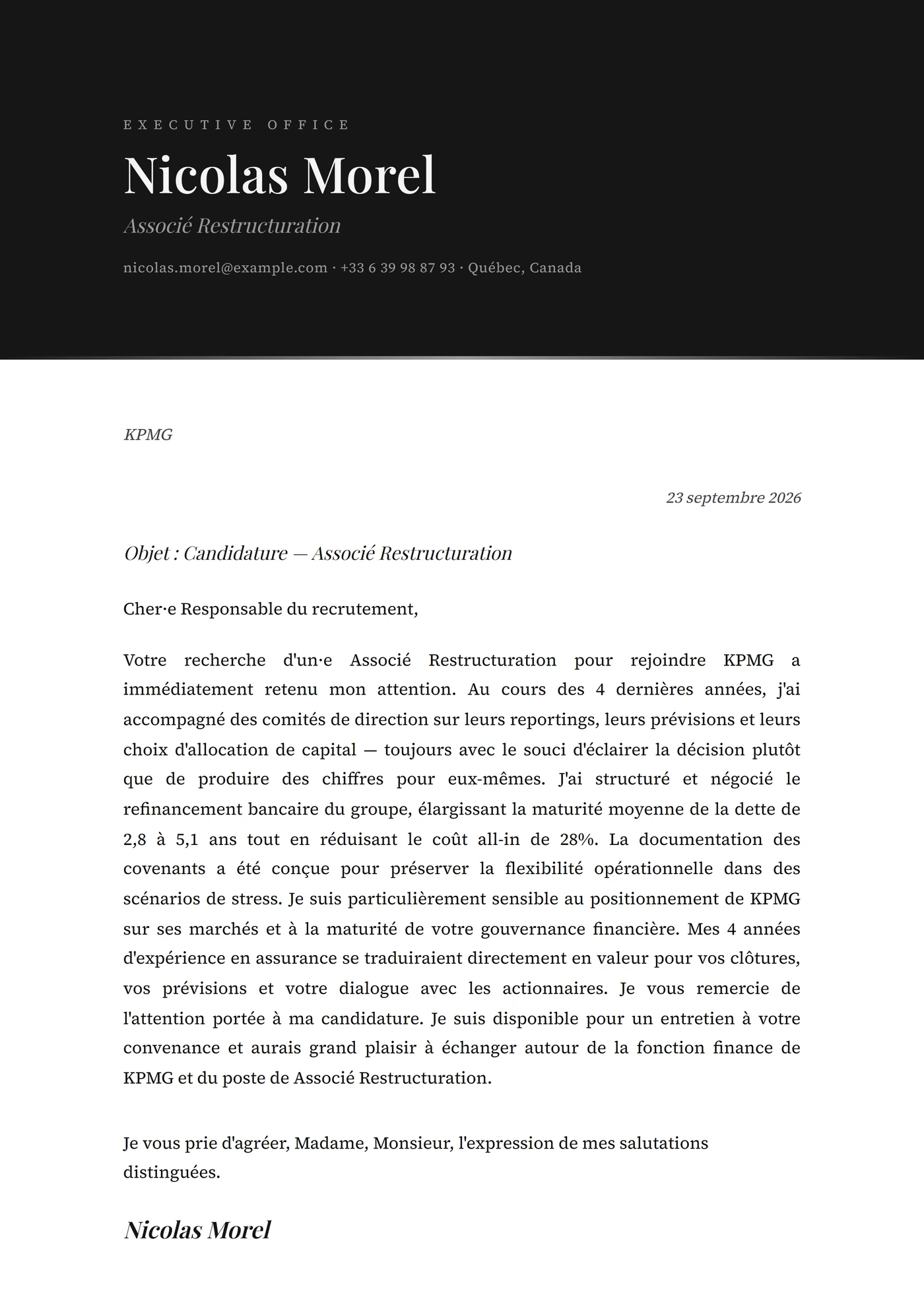 Onyx — Modèles de lettres de motivation