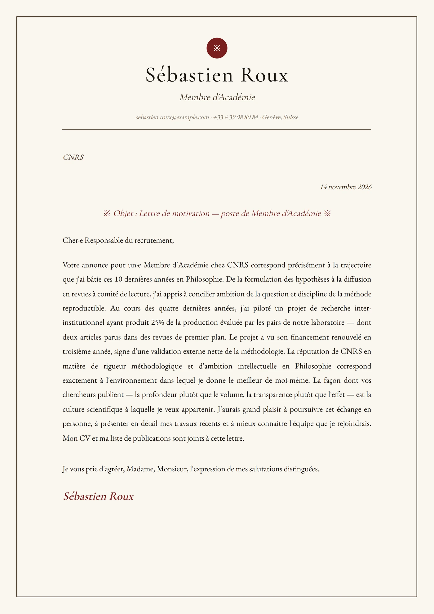 Vélin — Modèles de lettres de motivation