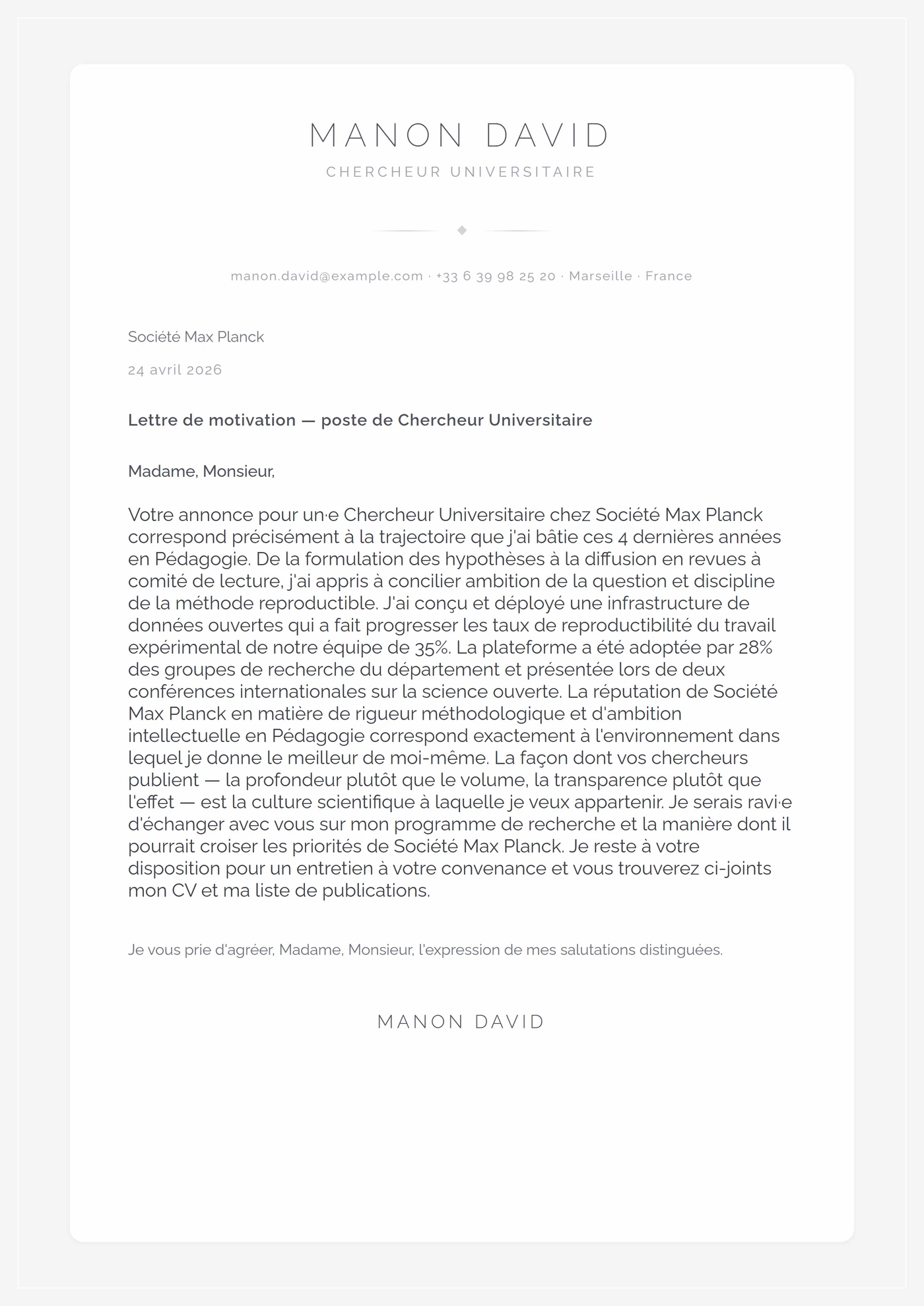 Blanc givré — Modèles de lettres de motivation