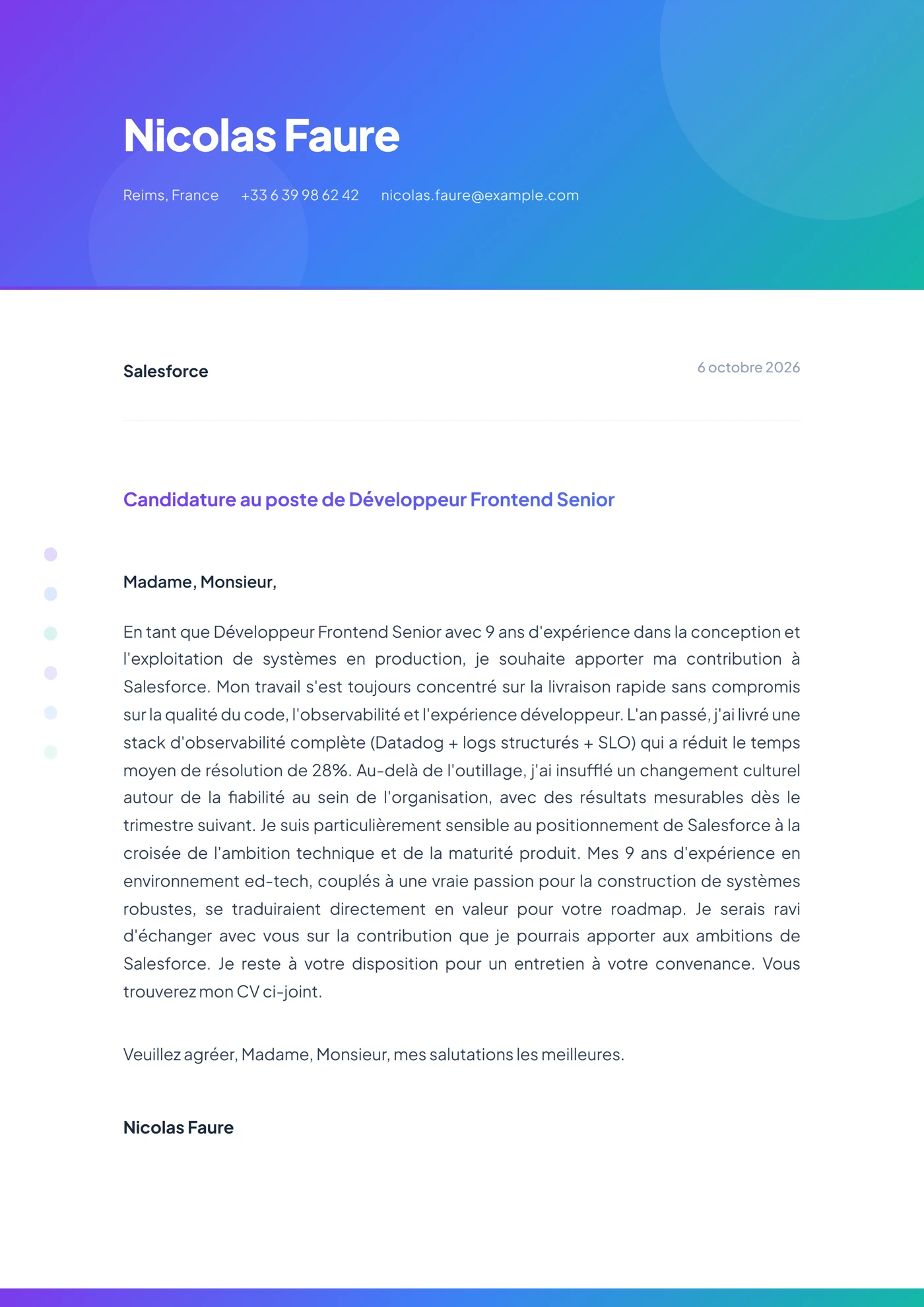 Dégradé Fluide — Modèles de lettres de motivation