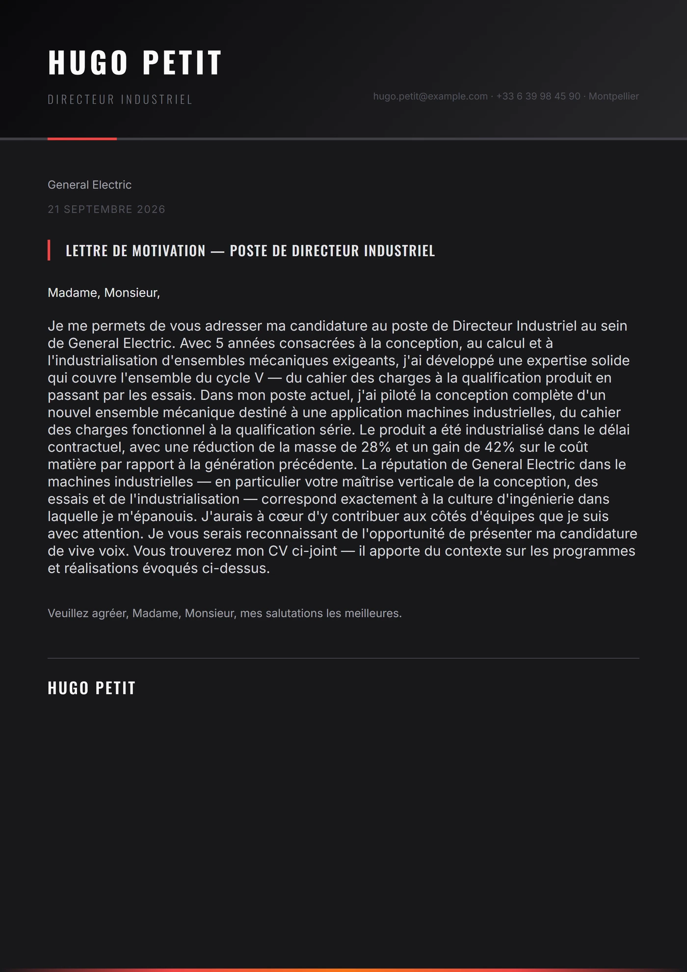 Forge de Fer — Modèles de lettres de motivation