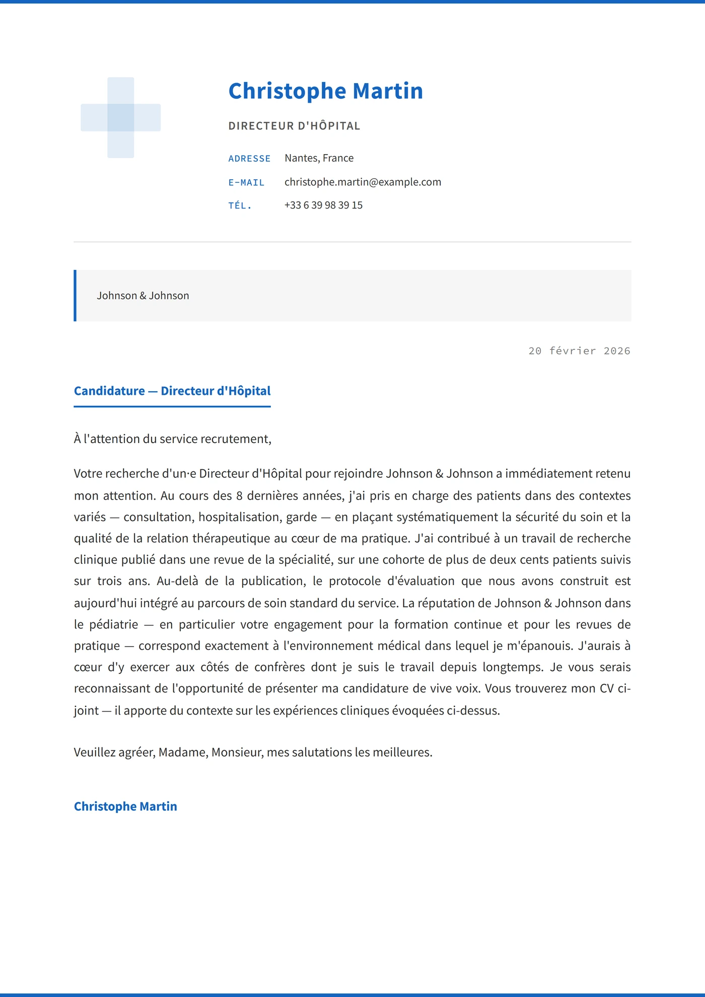 Précision médicale — Modèles de lettres de motivation