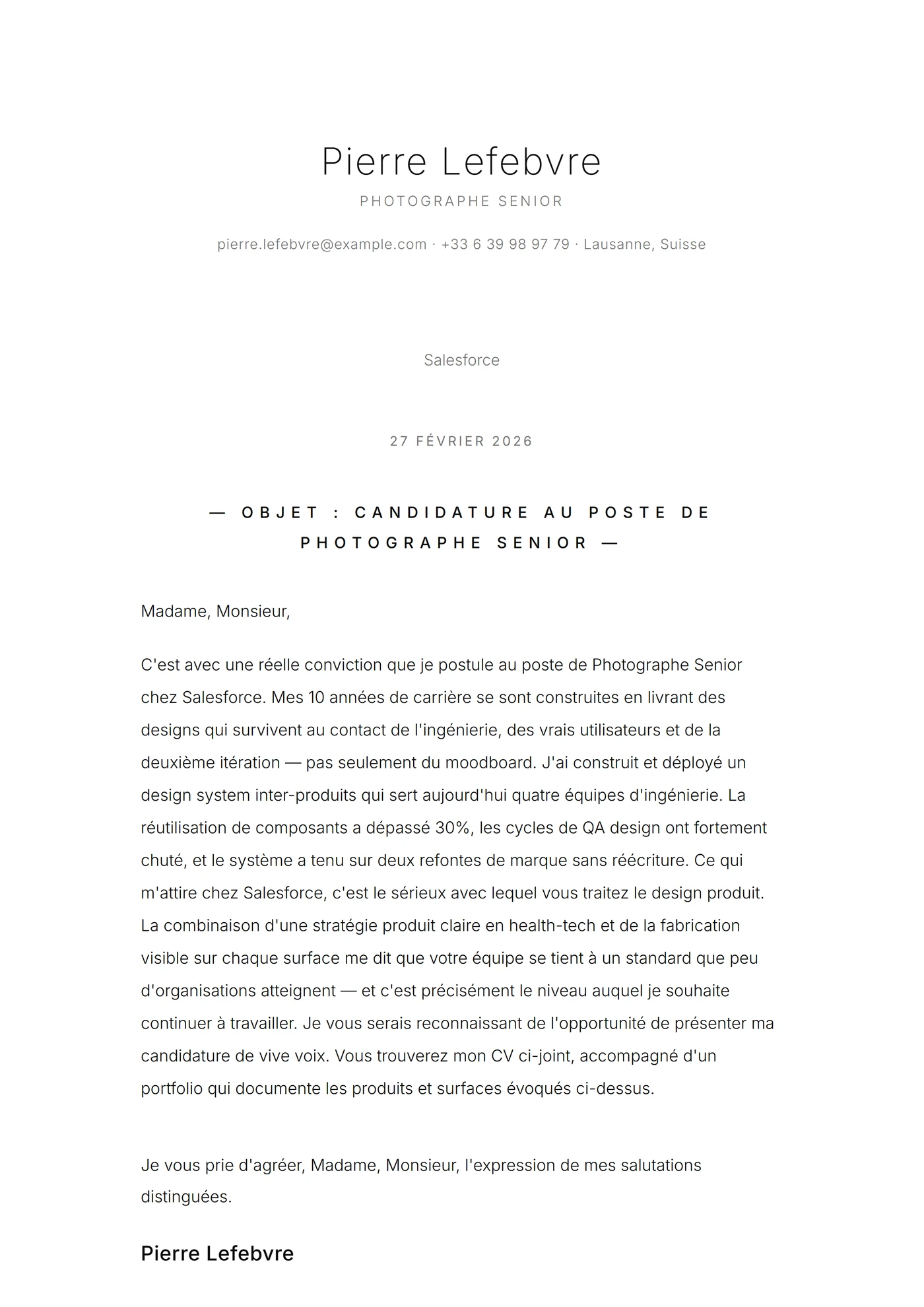 Minimal aérien — Modèles de lettres de motivation