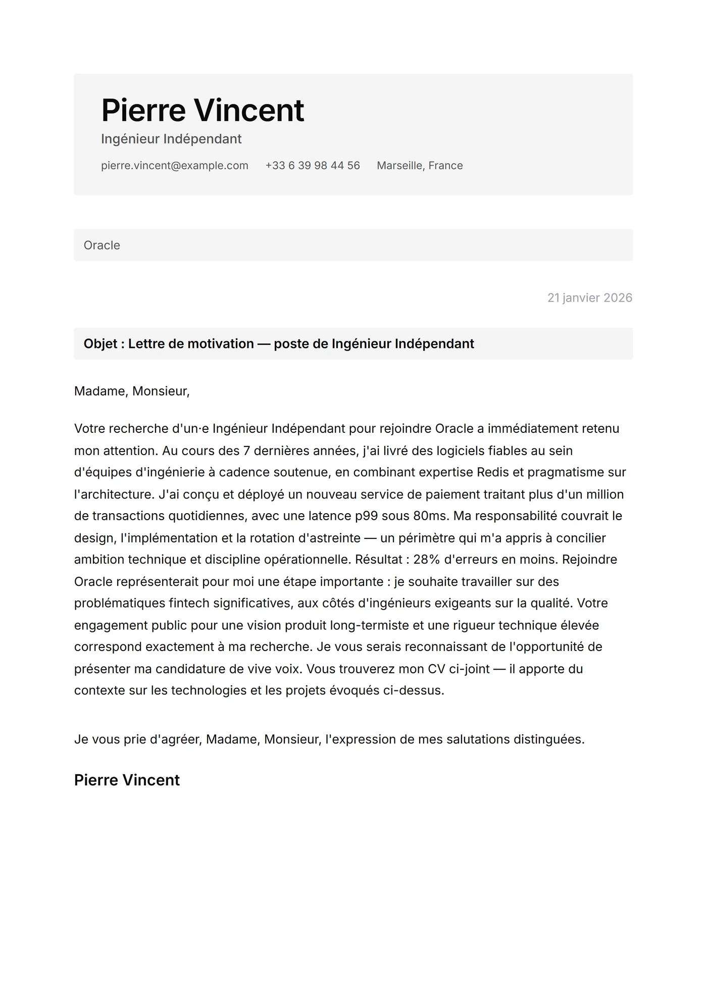 Minimal cadre gris — Modèles de lettres de motivation