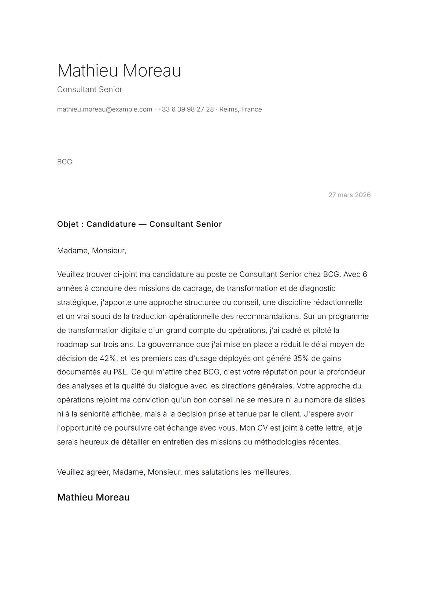 Minimal blanc papier — Modèles de lettres de motivation