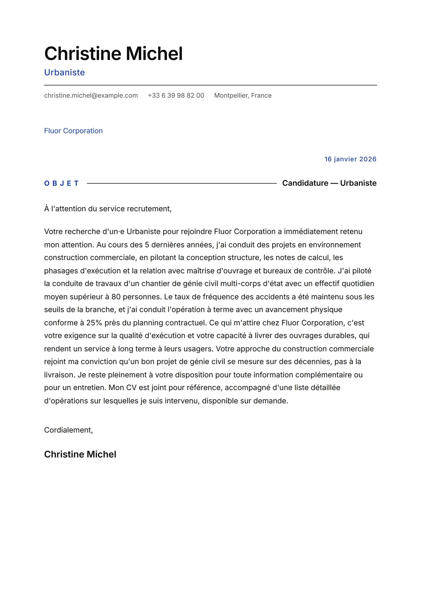 Minimal filet fin — Modèles de lettres de motivation