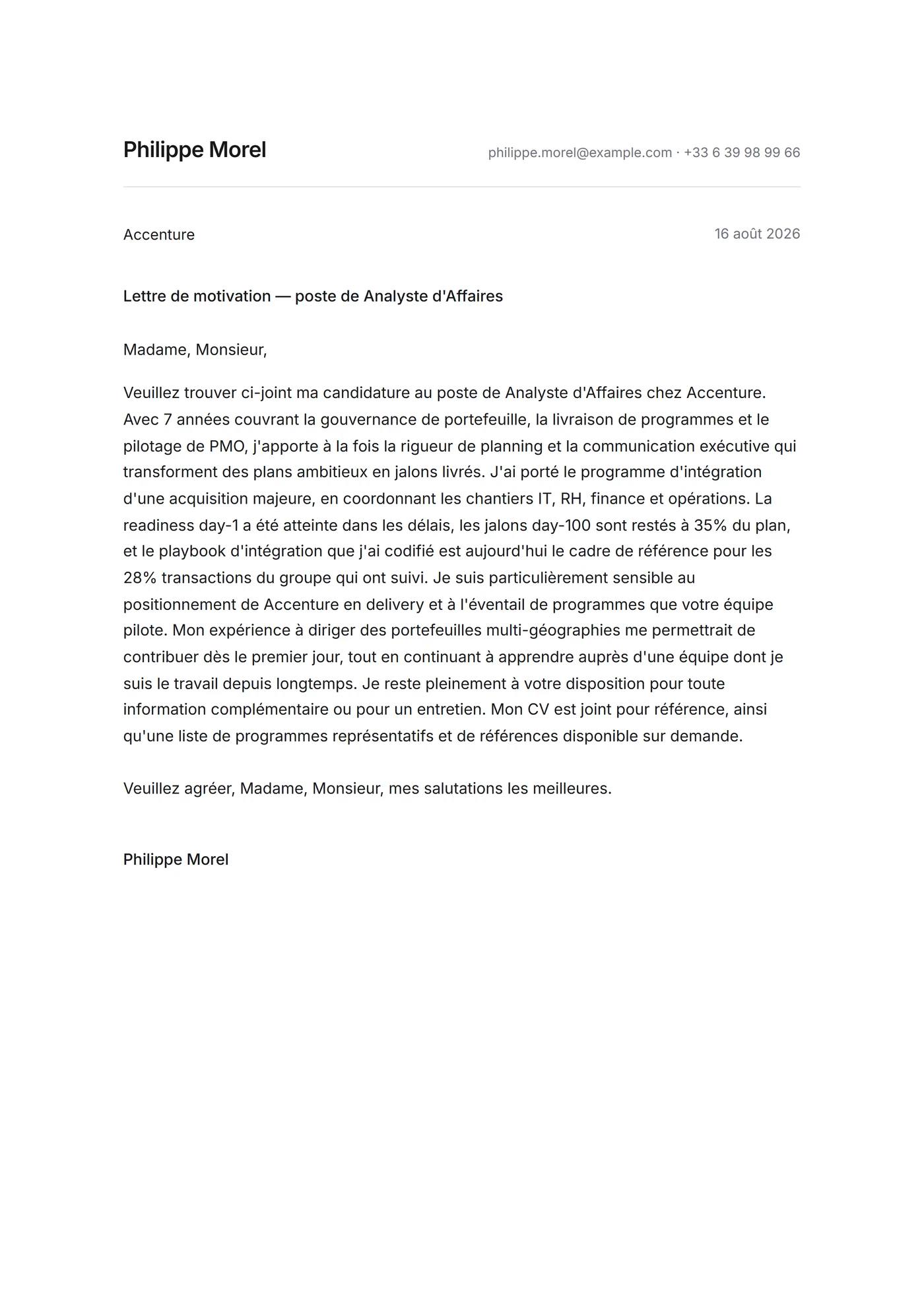 Minimaliste — Modèles de lettres de motivation