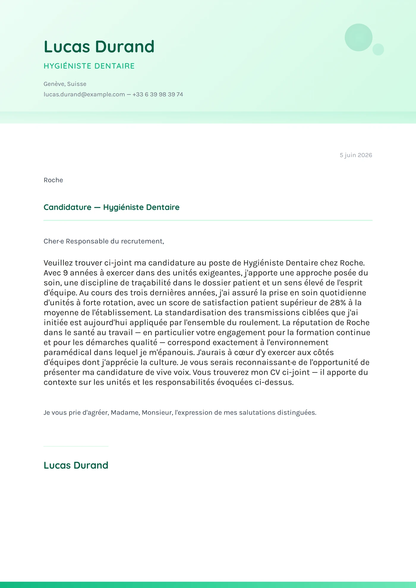 Menthe fraîche — Modèles de lettres de motivation