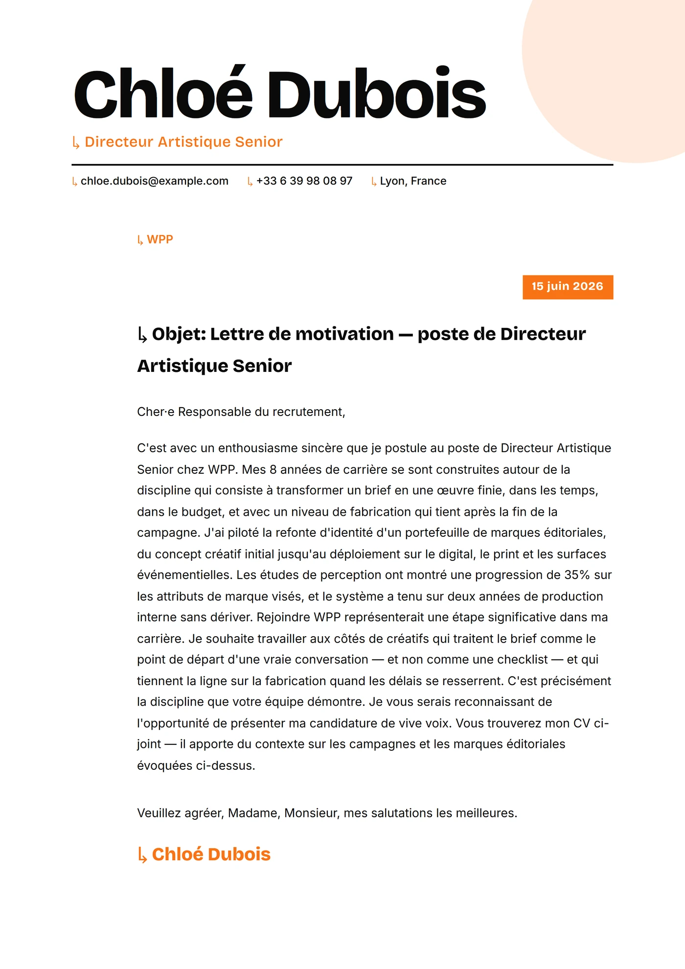 Asymétrique Bold — Modèles de lettres de motivation