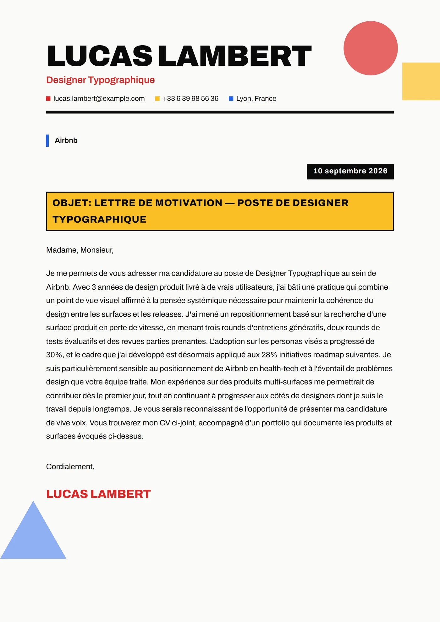 Bauhaus Moderne — Modèles de lettres de motivation