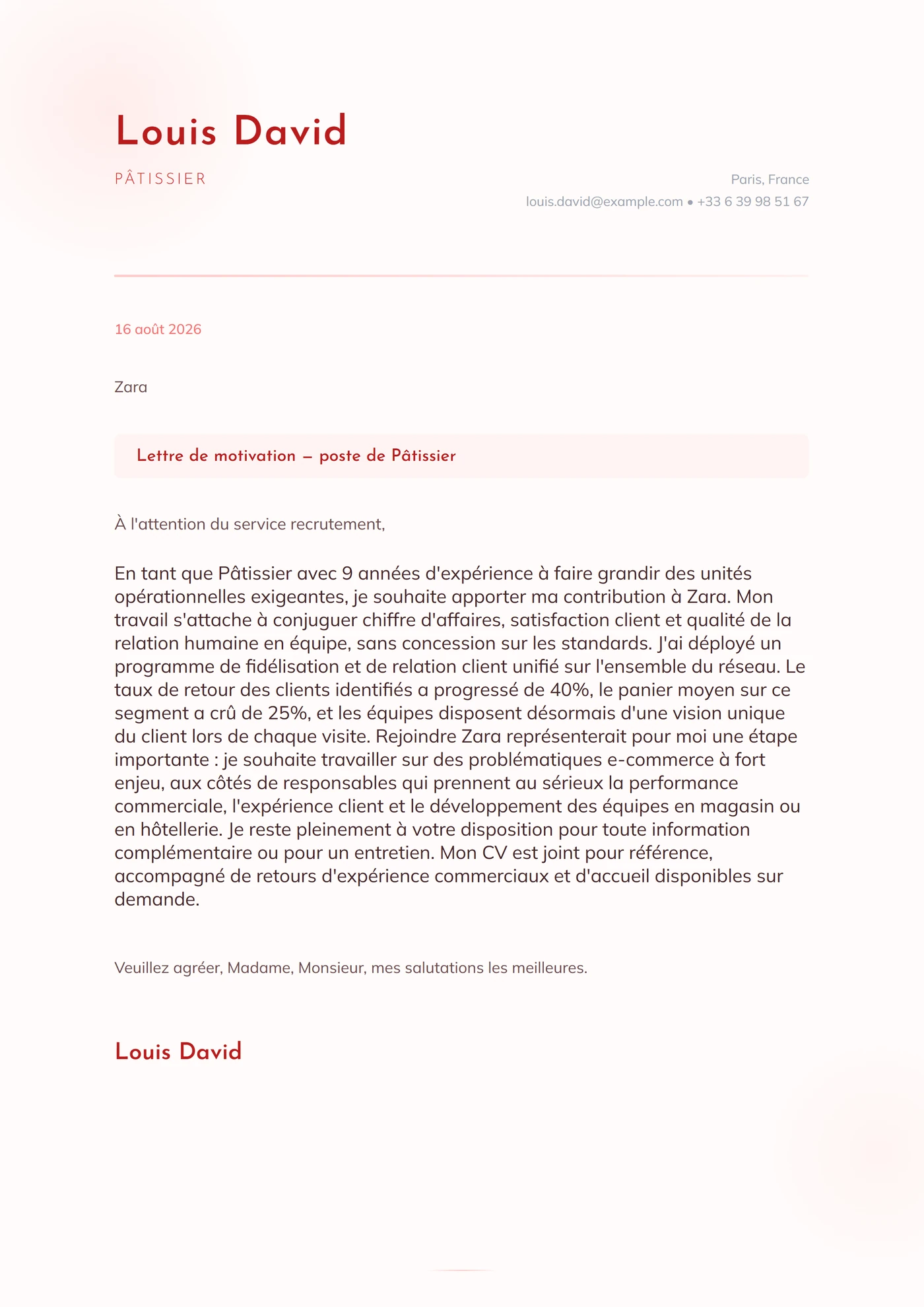 Fleur de pêcher — Modèles de lettres de motivation